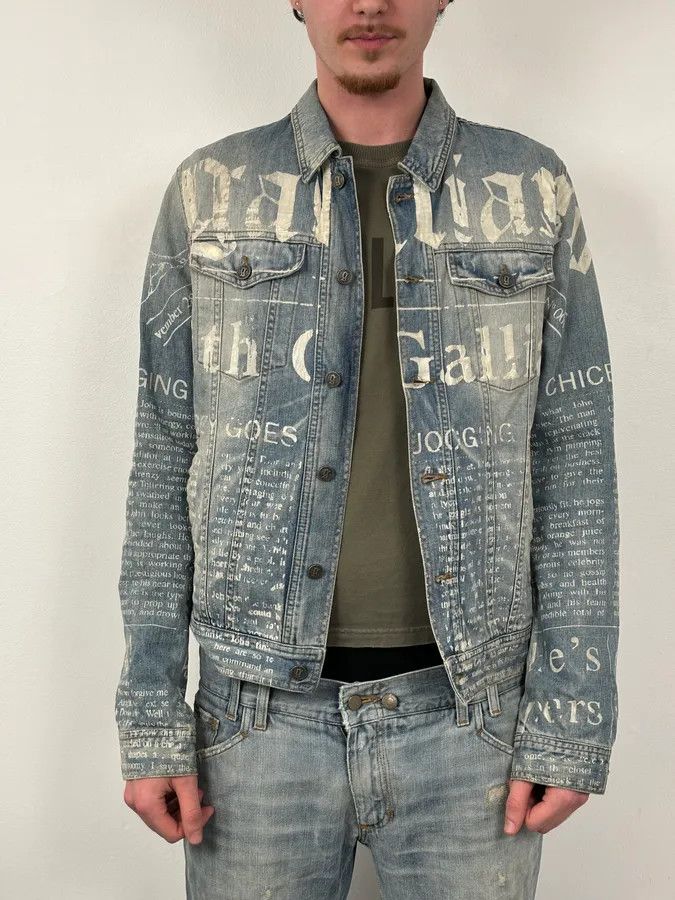 John Galliano AW2011 John Galliano Light Blue Denim Gazette Magazine Denim Jacket Size US L / EU 52-54 / 3 - 2 Thumbnail