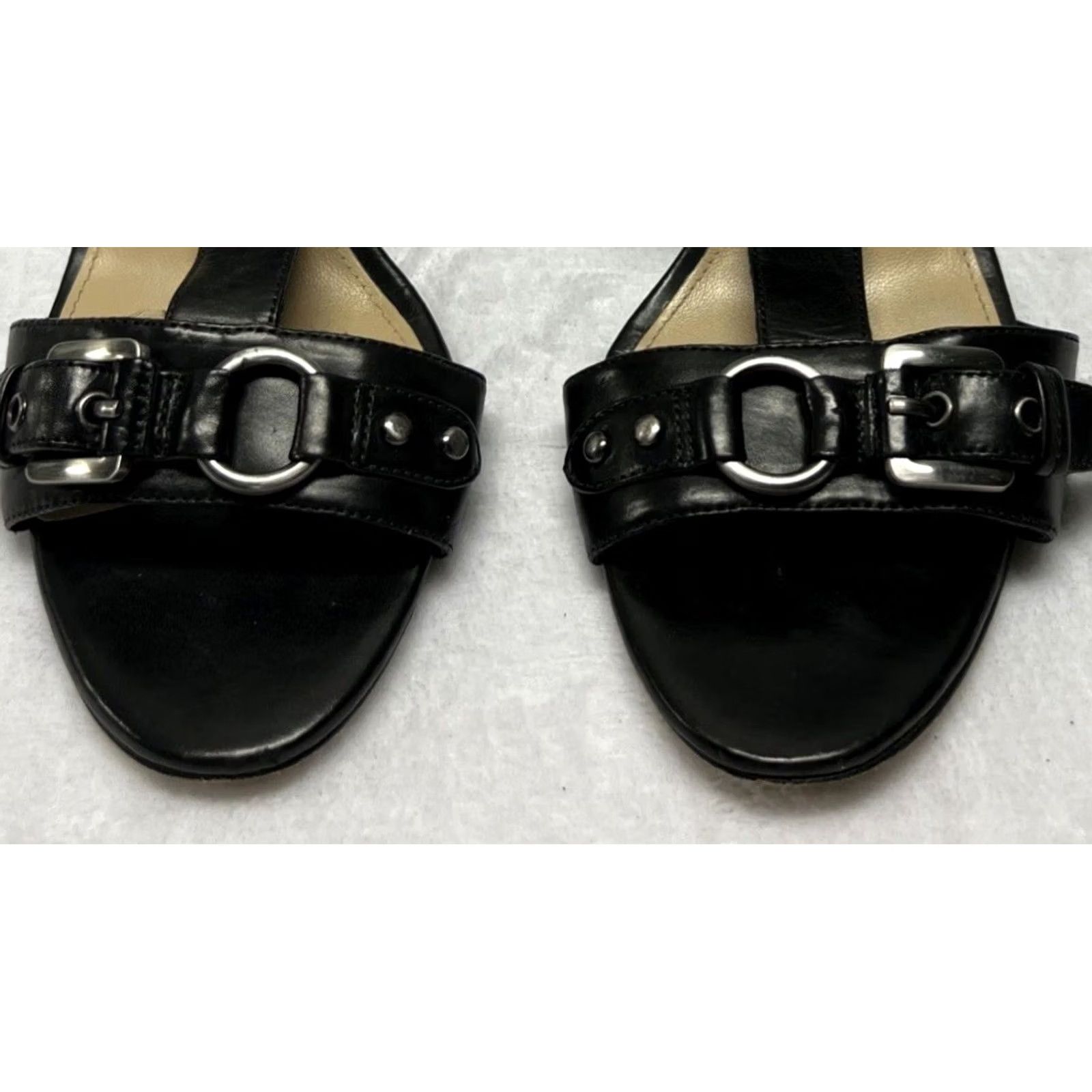 Vintage VIA SPIGA Black Leather Heels Women’s 7.5M Ankle Strap Block Heel Sandals Size US 8 / IT 38 - 2 Thumbnail
