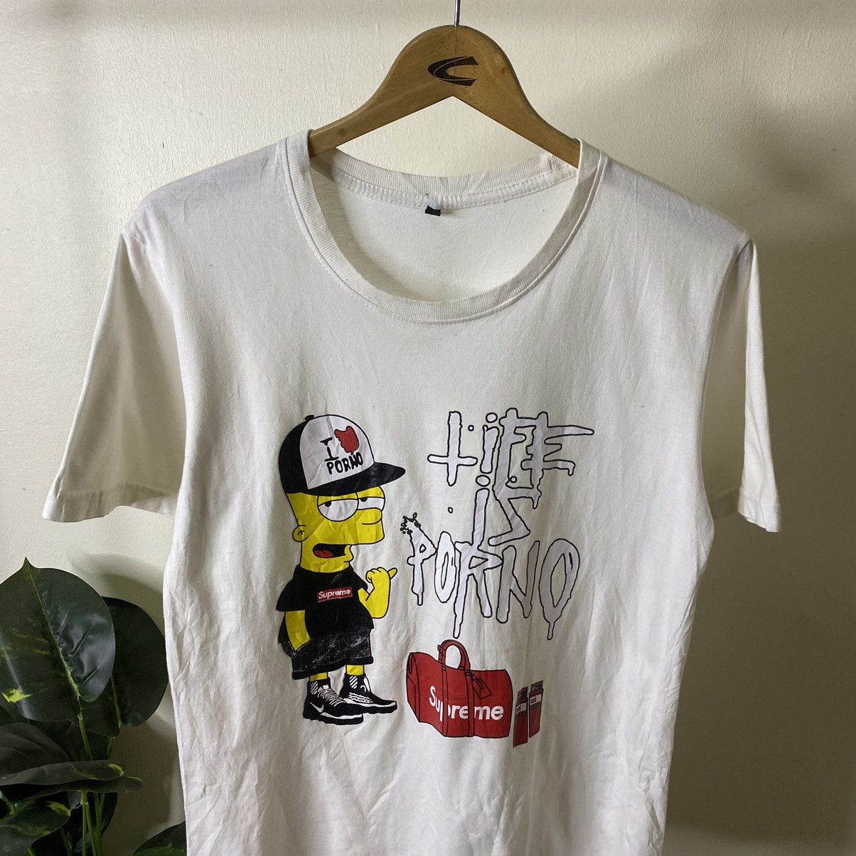 Vintage Bart Simpson Life is Porno Supreme Funny Humor Tee Size US M / EU 48-50 / 2 - 2 Thumbnail