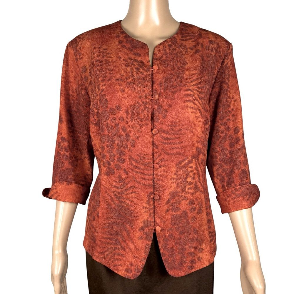 Other Vintage Kathy Che Animal Print 3/4 Sleeve Blouse Size 10 Size L / US 10 / IT 46 - 1 Thumbnail