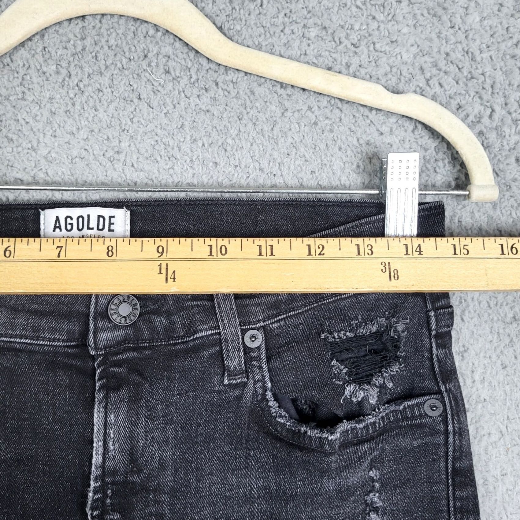Agolde AGOLDE Sophie Mid rise Jeans Women's Black Stretch Size 31 Denim Regular Fit jeans 31 Black Womens Size 24" / US 00 / IT 34 - 4 Thumbnail