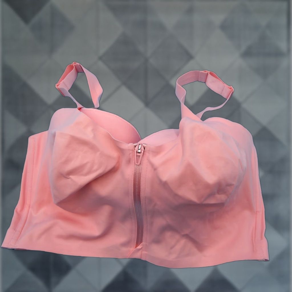 Victorias Secret Vintage Victoria's Secret Sports Bra 36Ddd Pink Wireless Zip Front Activewear Womens