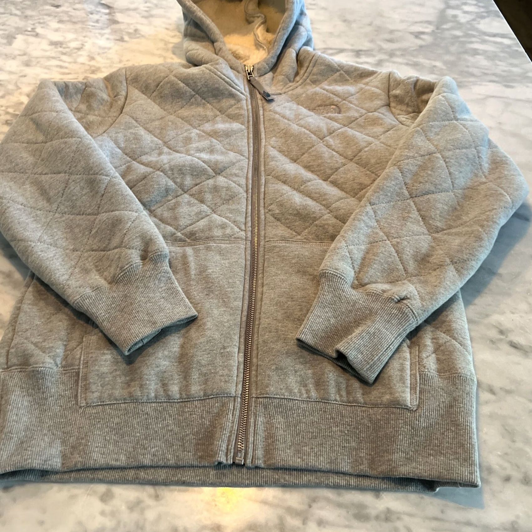 The North Face The North Face Jacket Women’s M Hooded Full Zip Sherpa Lined Quilt Argyle/Diamond Pattern Gray Mid-Length Windows? Size M / US 6-8 / IT 42-44 - 2 Thumbnail