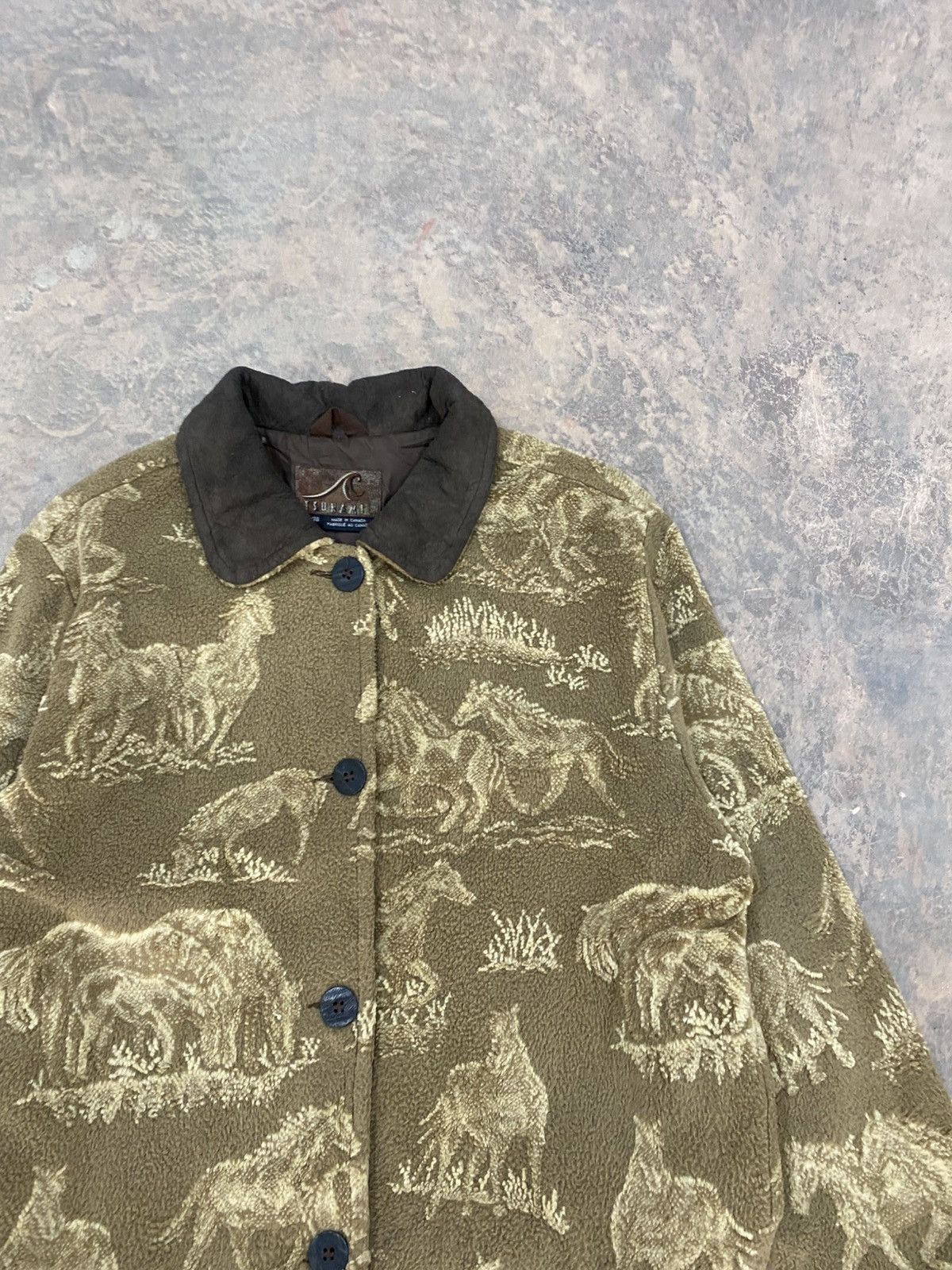 Acne Studios Inspired Tsunami Fleece Horses Boxy Crop Jacket