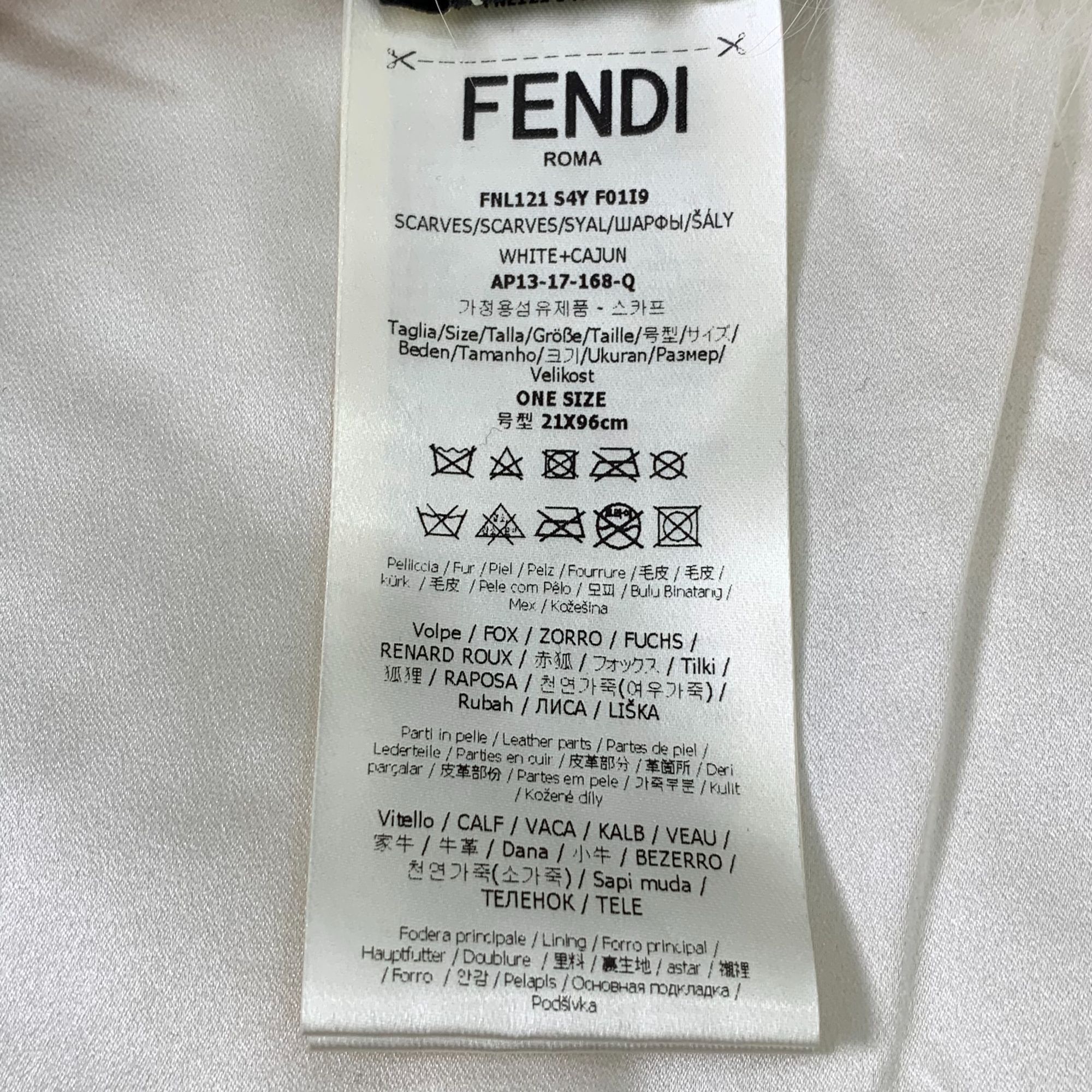 Fendi Fendi Fox Fur & Silk Womens Scarf With Buckle White & Pink Size ONE SIZE - 6 Thumbnail
