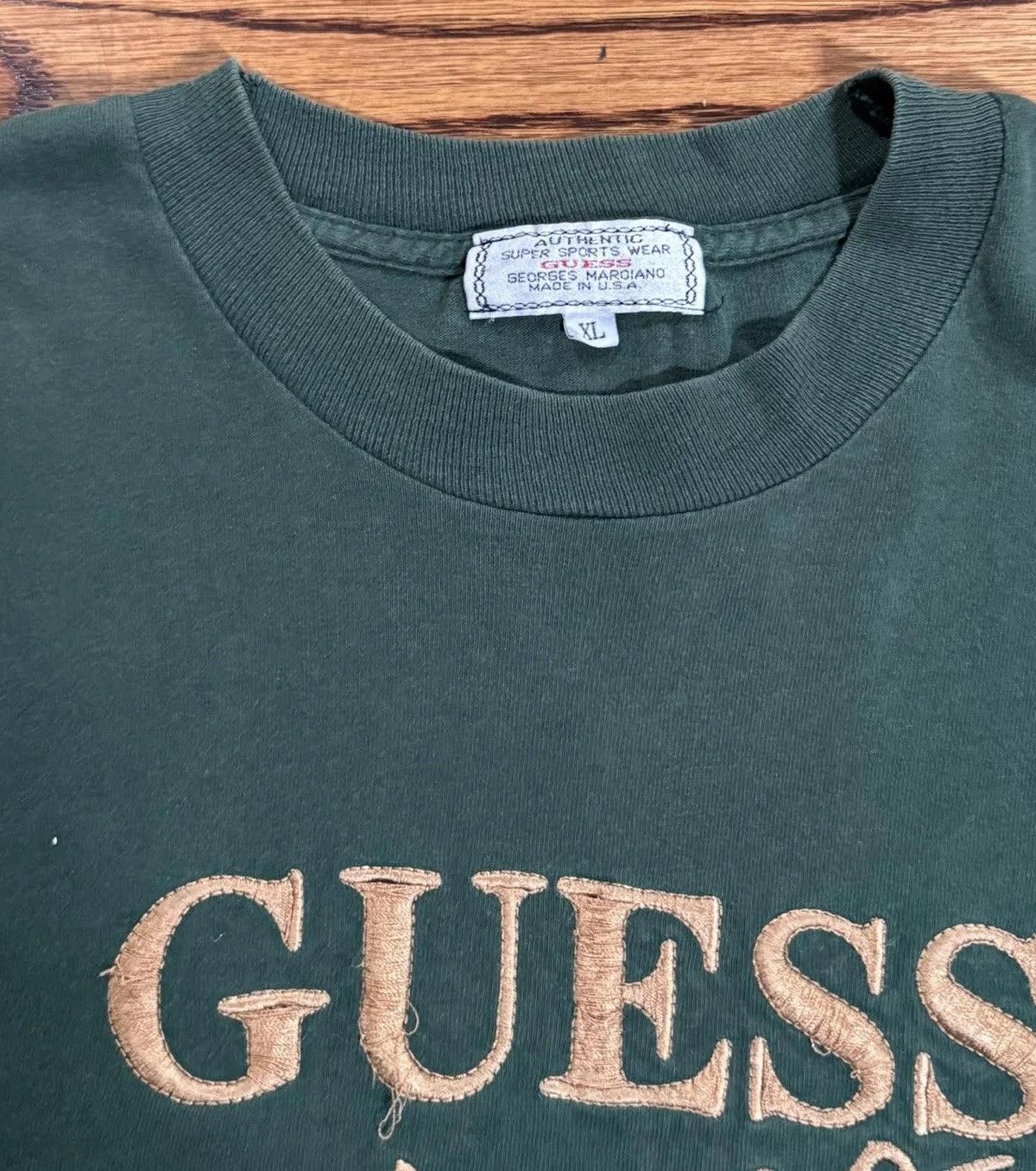 Guess Vintage Guess Jeans USA Green T Shirt (Size XL) Size US XL / EU 56 / 4 - 3 Thumbnail