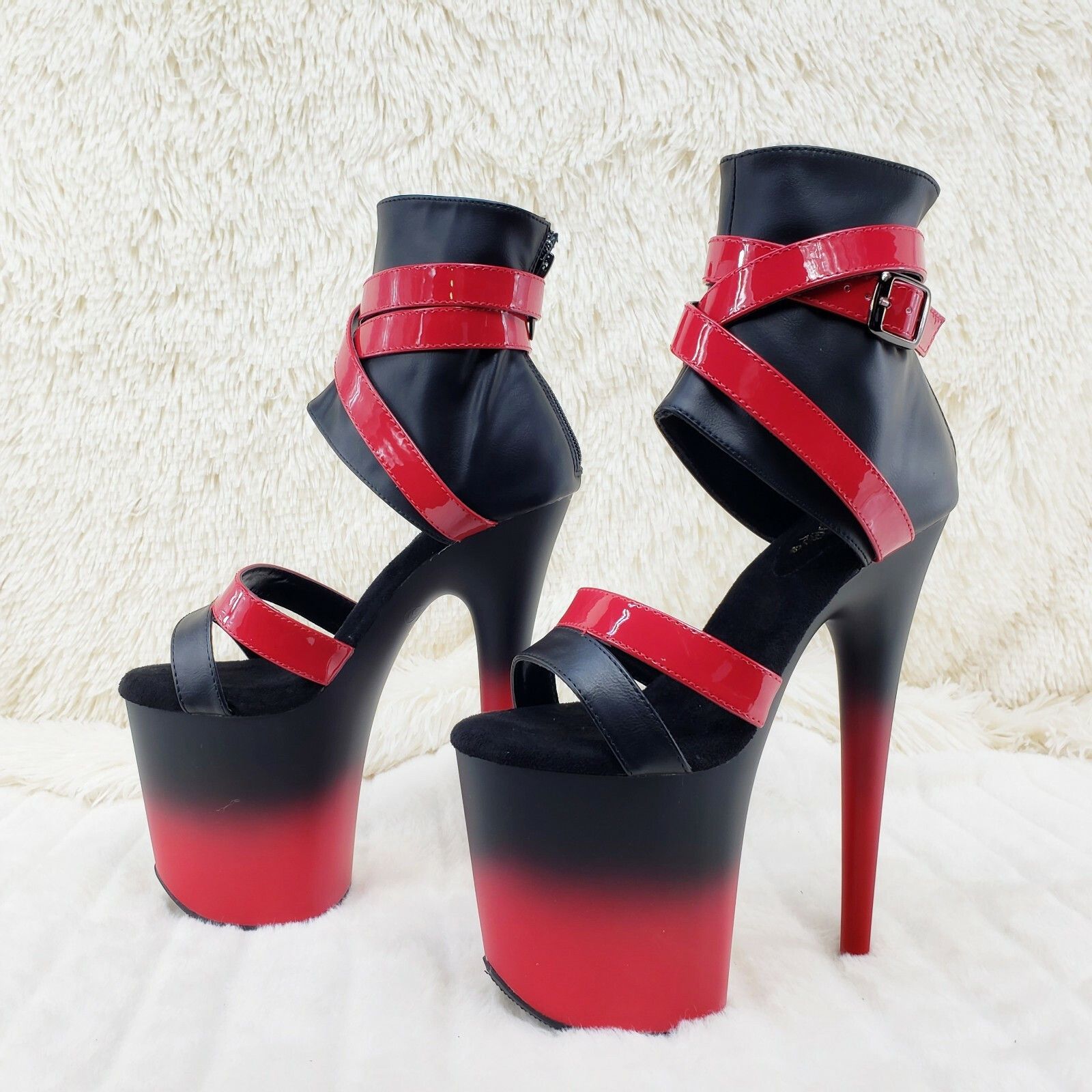 Other Flamingo 80015 Two Tone Red Black 8" High Heel Shoe Size 7-1 Size US 7 / IT 37 - 9 Thumbnail