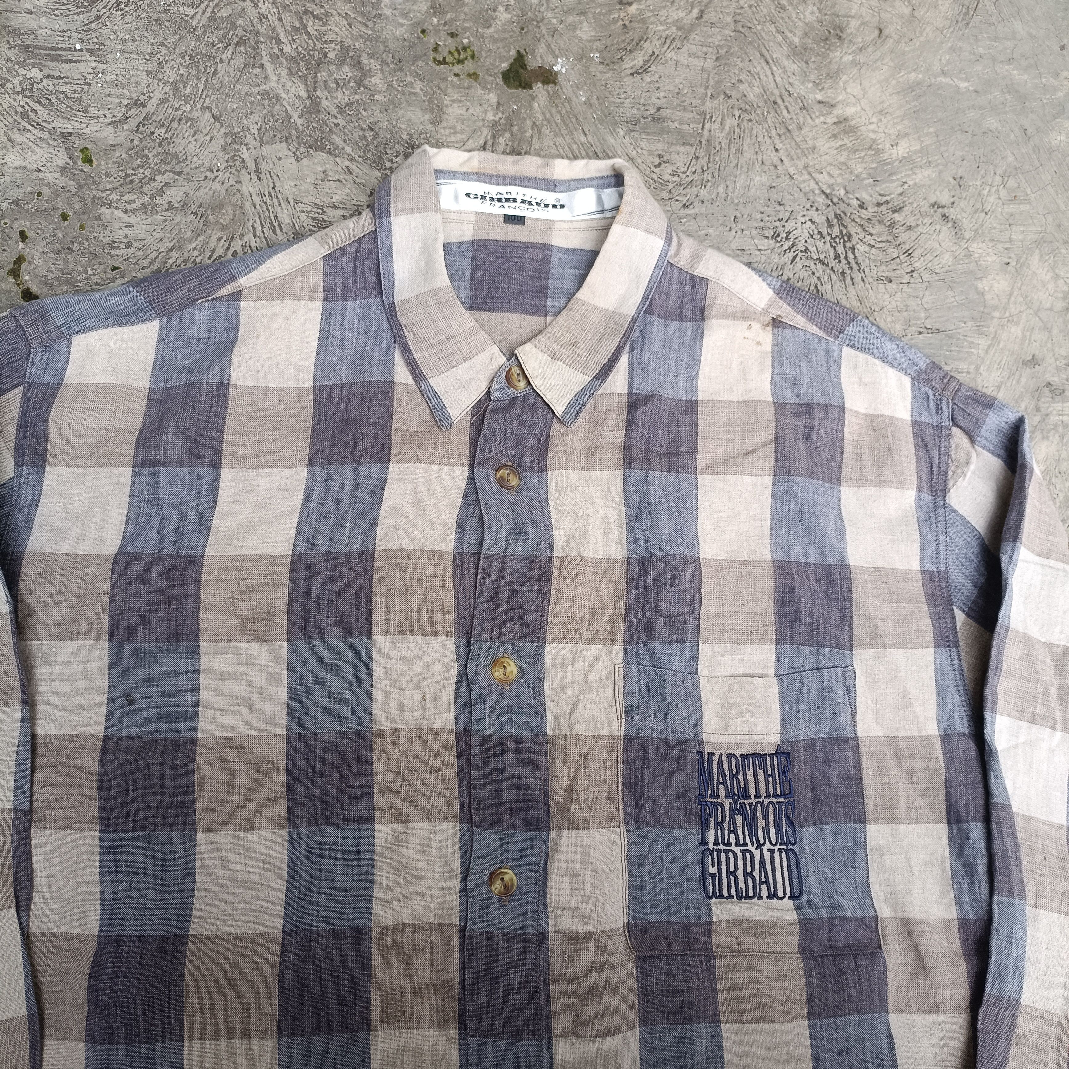 Marithe + Francois Girbaud Vintage MFG Plaid Tartan linen shirt Size US L / EU 52-54 / 3 - 2 Thumbnail