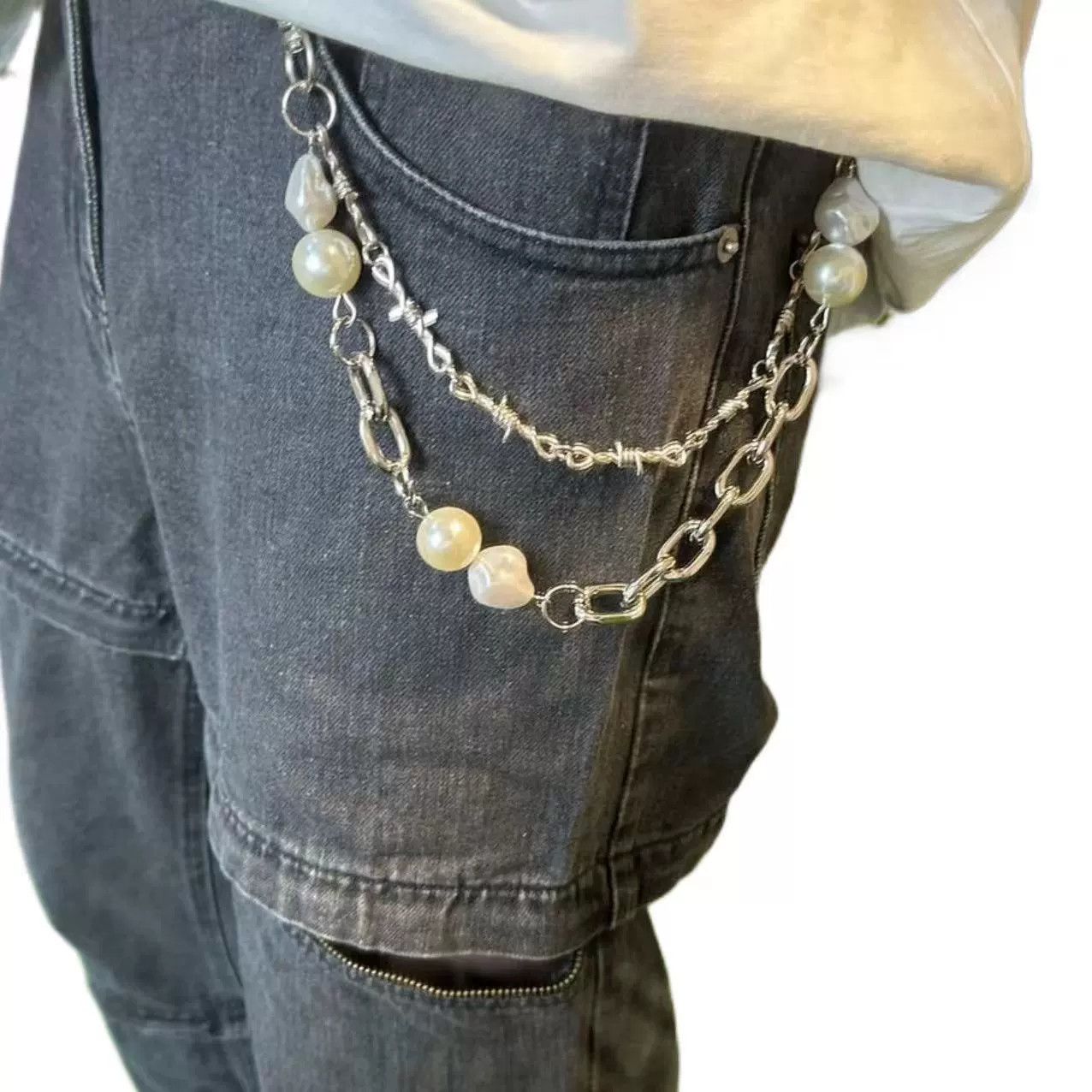 Vintage Retro hip-hop punk style jeans waist chain Size ONE SIZE - 1 Thumbnail