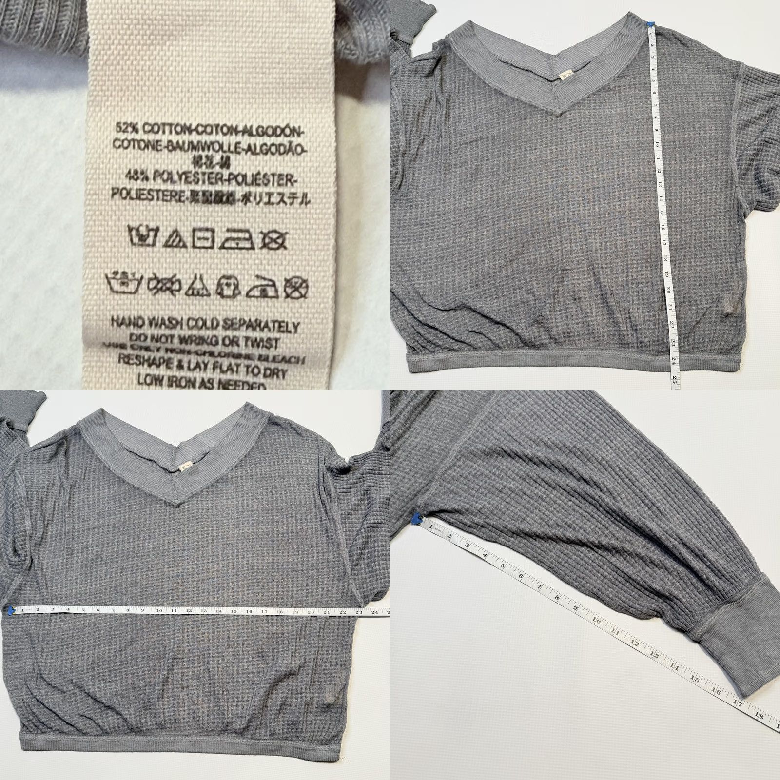 Vintage We The Free Waffle Knit Sweater Womens Medium Gray Off Shoulder Slouchy Top Size M / US 6-8 / IT 42-44 - 8 Thumbnail