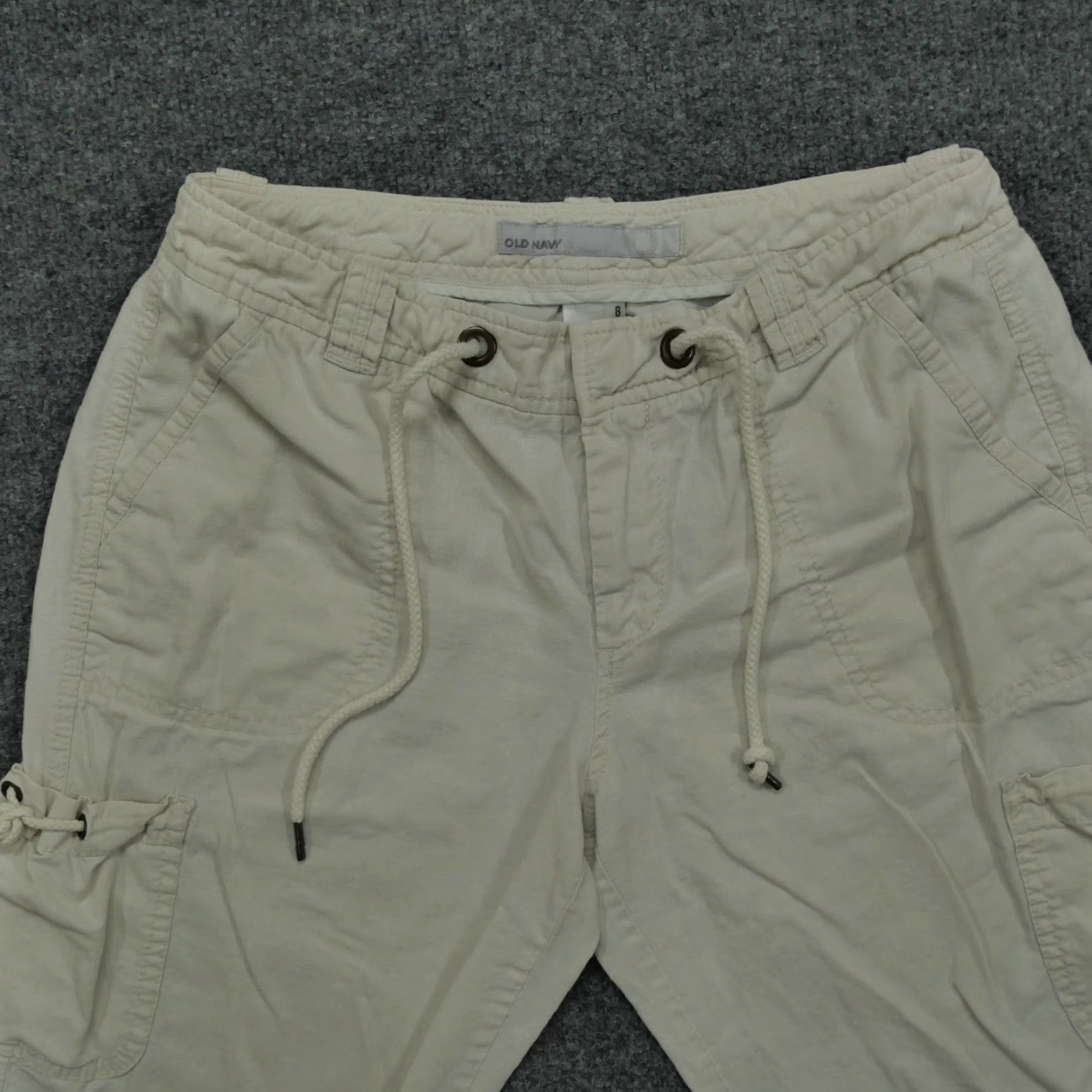 Old Navy Old Navy Cargo Pants Womens 8 Cream White Cropped Cotton Linen Blend Y2K Size 30" / US 8 / IT 44 - 2 Thumbnail
