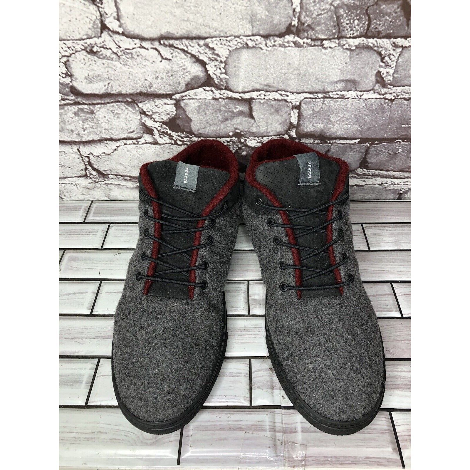 Other Baabuk Sky Wooler Gray High Top Wool Fabric Sneakers Shoes M Size US 9 / EU 42 - 2 Thumbnail