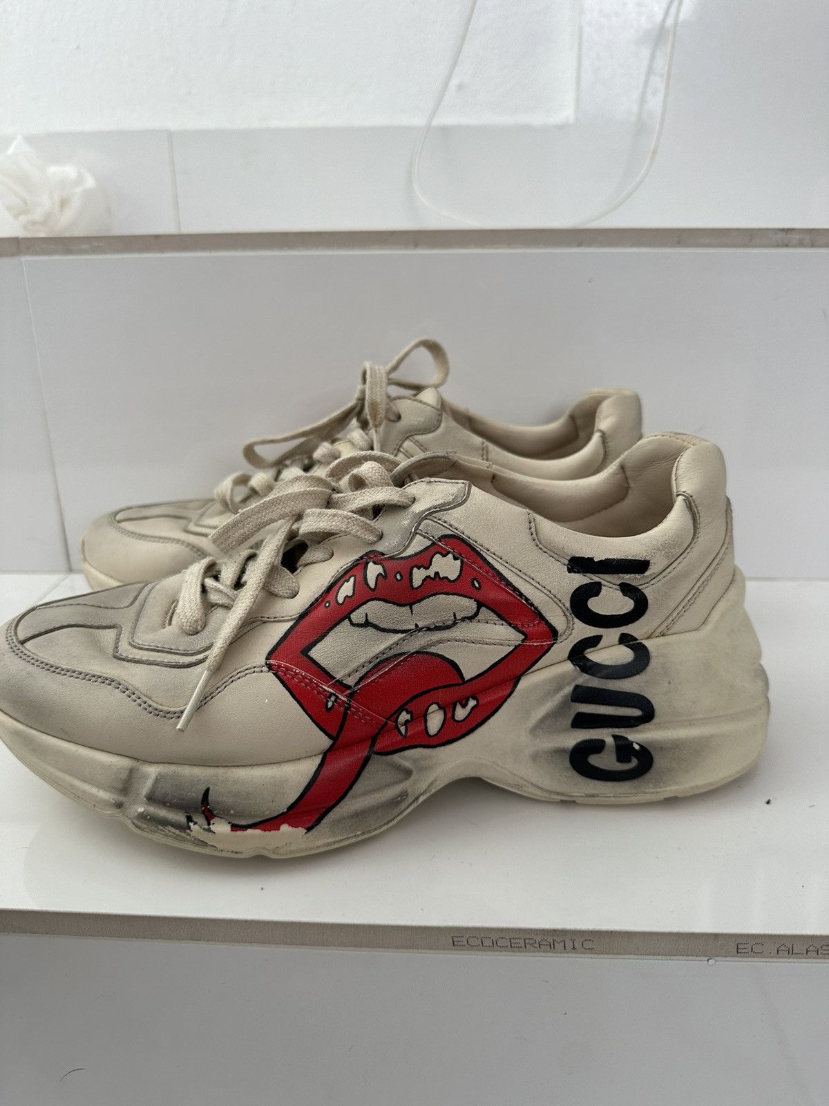 image of Gucci Kiss Sneakers in Black, Women's (Size 9)