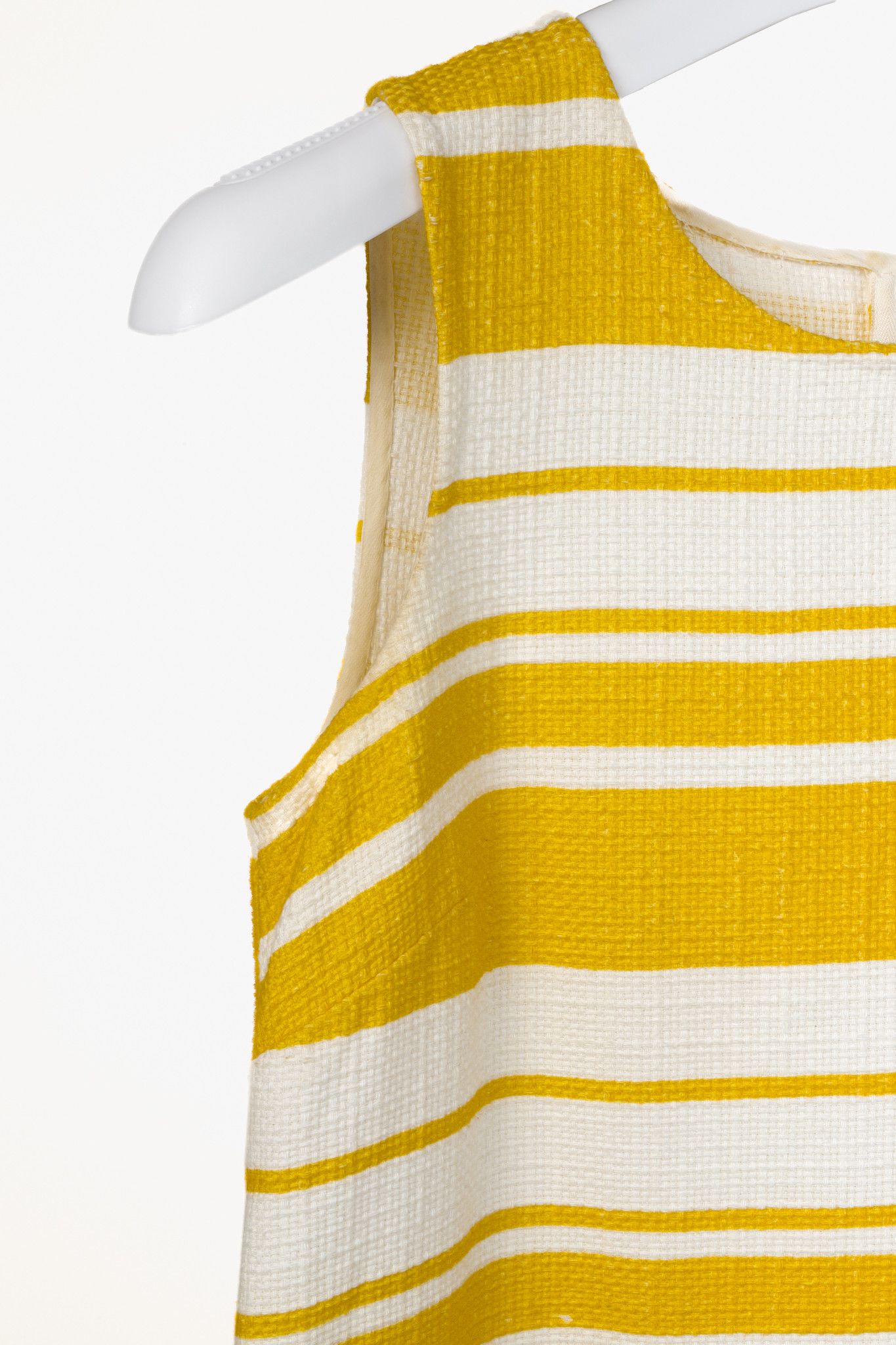 Dolce & Gabbana Dolce & Gabbana Yellow and White Striped Jacquard Mini Dress Size M / US 6-8 / IT 42-44 - 5 Thumbnail