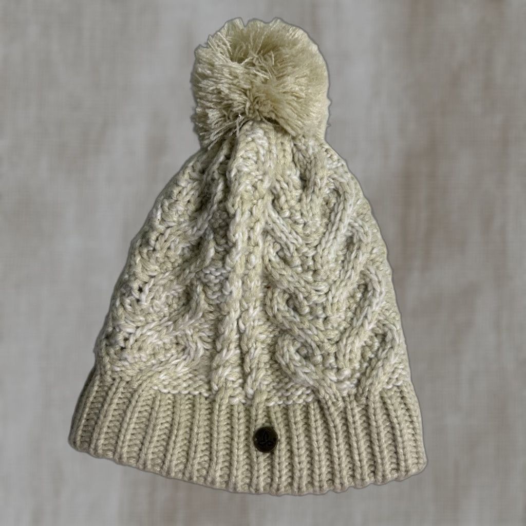 Prana prAna Felicity Beanie Beanie One Size Beige Acrylic Knit Pom Pom Women Boys Girls Men Womens Size ONE SIZE - 1 Thumbnail