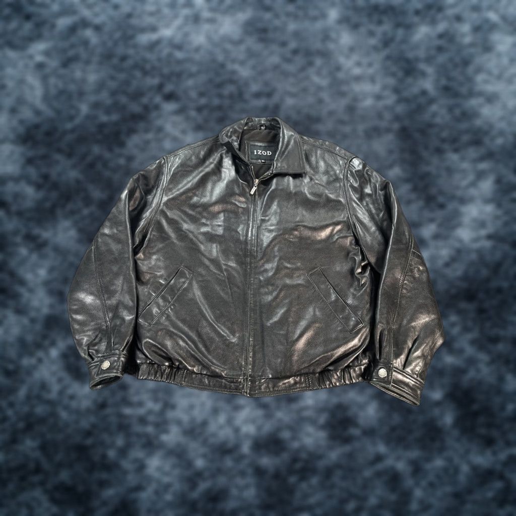 Izod VINTAGE IZOD Leather Jacket Mens XL Black Lined Inner Pockets Zip-up 90s Motorcycle Coat Accessories Pockets Men Regular Full Zip Size US XL / EU 56 / 4 - 1 Thumbnail