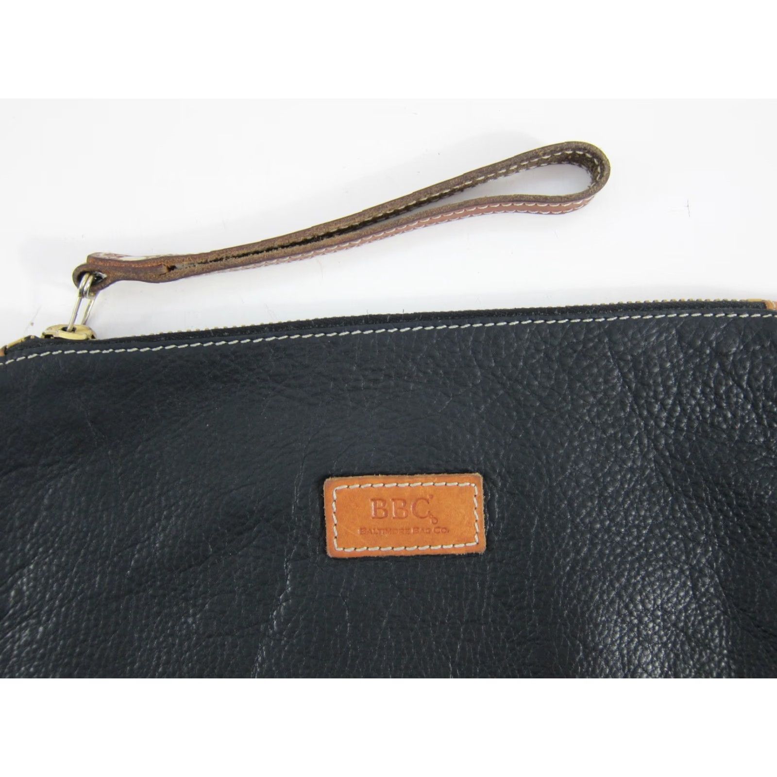 Vintage Baltimore Bag Co. Black Brown Leather Zipper Clutch Wristlet Wallet Purse Clutch Wristlet Purse Size ONE SIZE - 7 Thumbnail