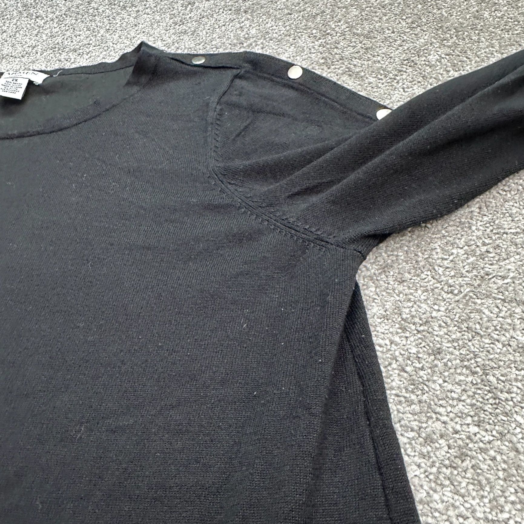 Vintage Carmen Marc Valvo Pullover Sweater Womens 2XL Black Round Neck Long Sleeve Knit Size XXL / US 16-18 / IT 52-54 - 6 Thumbnail