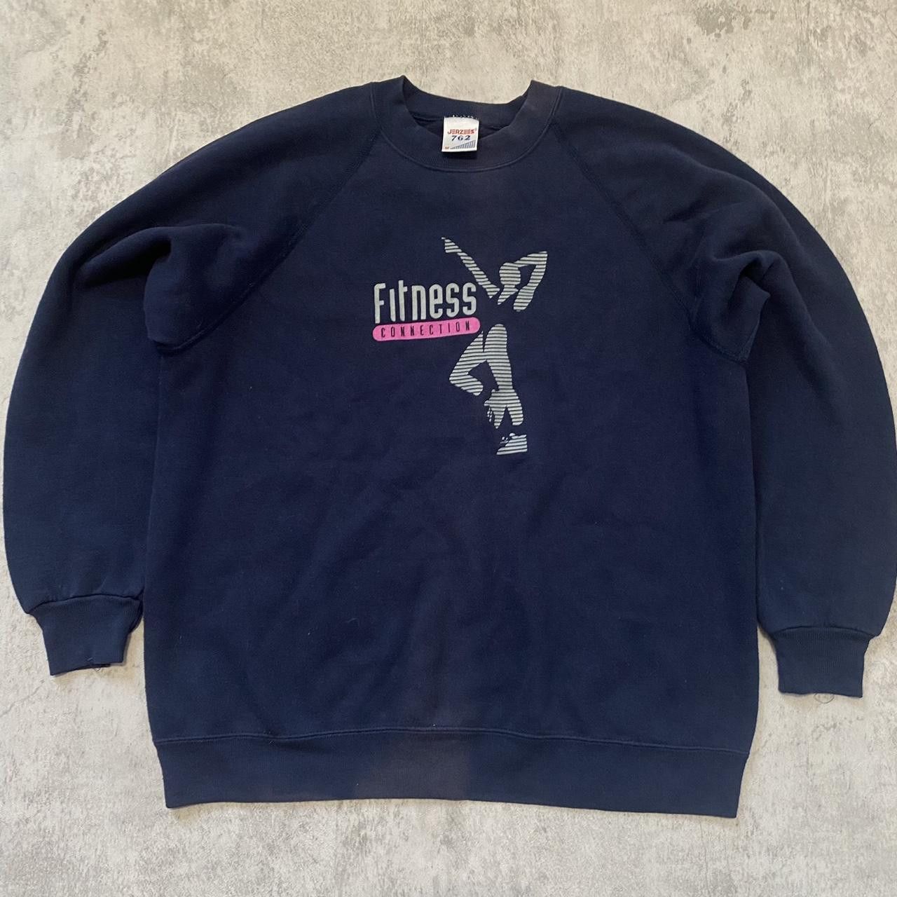 Jerzees Navy blue vintage 90s sweatshirt with pink Size US M / EU 48-50 / 2 - 1 Thumbnail