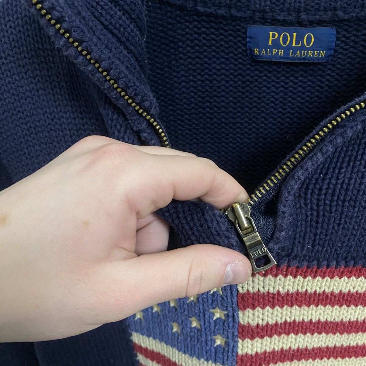 Polo Ralph Lauren Vintage Polo Ralph Lauren USA Flag 1/4 Zip Sweater Size US XS / EU 42 / 0 - 7 Thumbnail