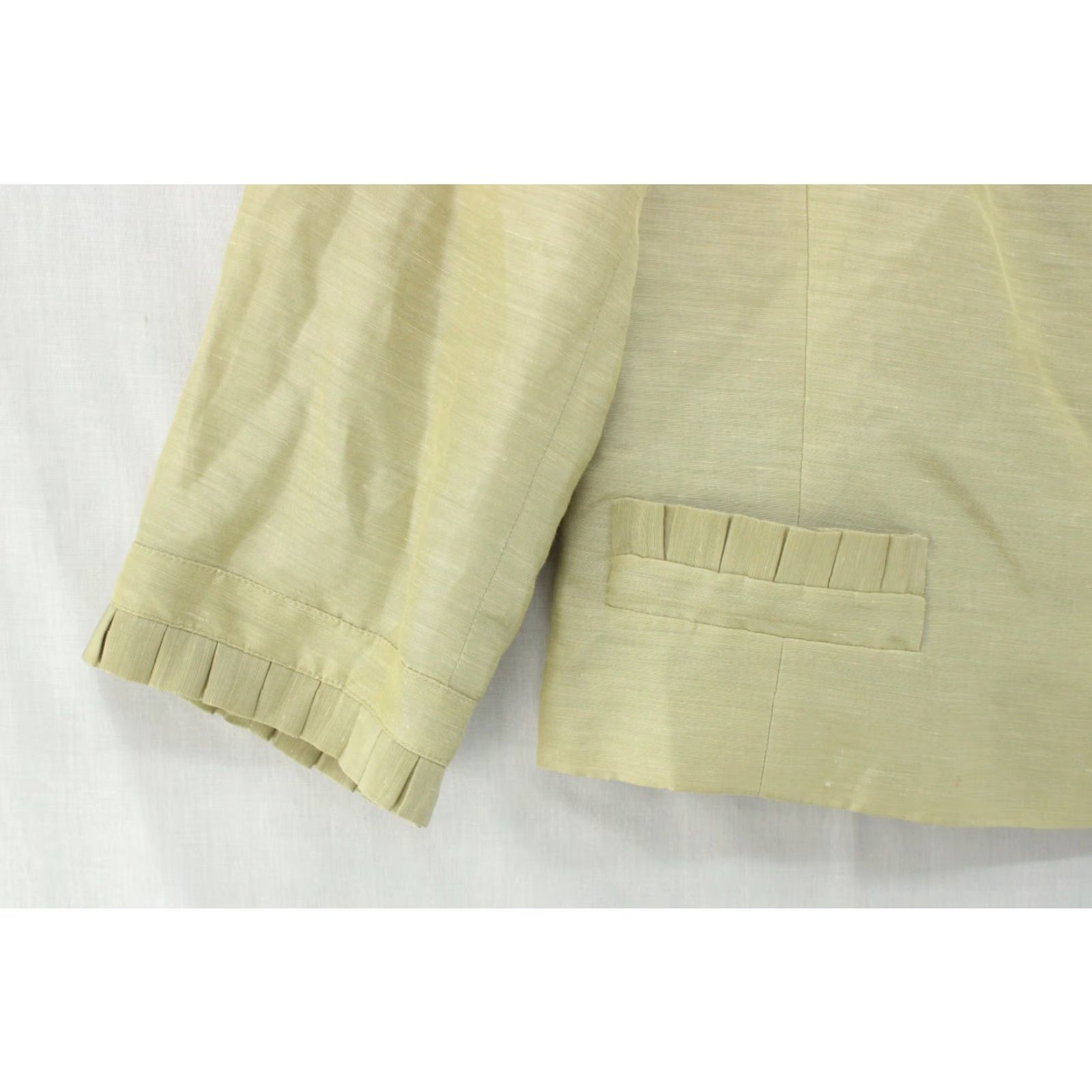 Vintage VINTAGE Rickie Freeman Blazer Dress 2pc Set Women's 14 Green Linen Jacquard Career Suit, Lightweight, Long Sleeve, Classic, Designer, Preppy, Womens Size XL / US 12-14 / IT 48-50 - 4 Thumbnail