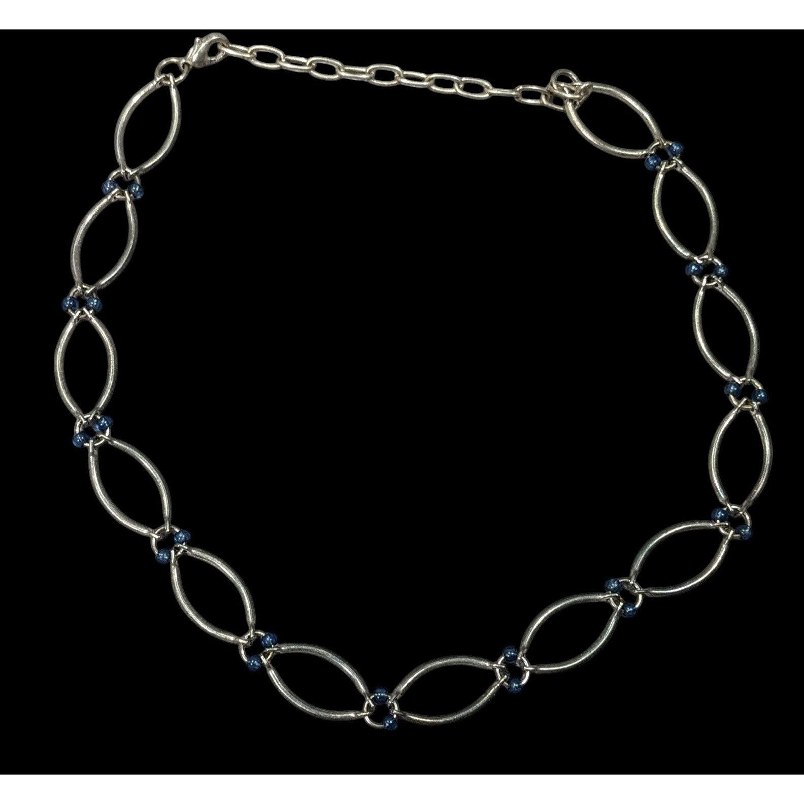 Other 90s Style Blue And Silver Tone Loop Link Necklace Size ONE SIZE - 1 Thumbnail