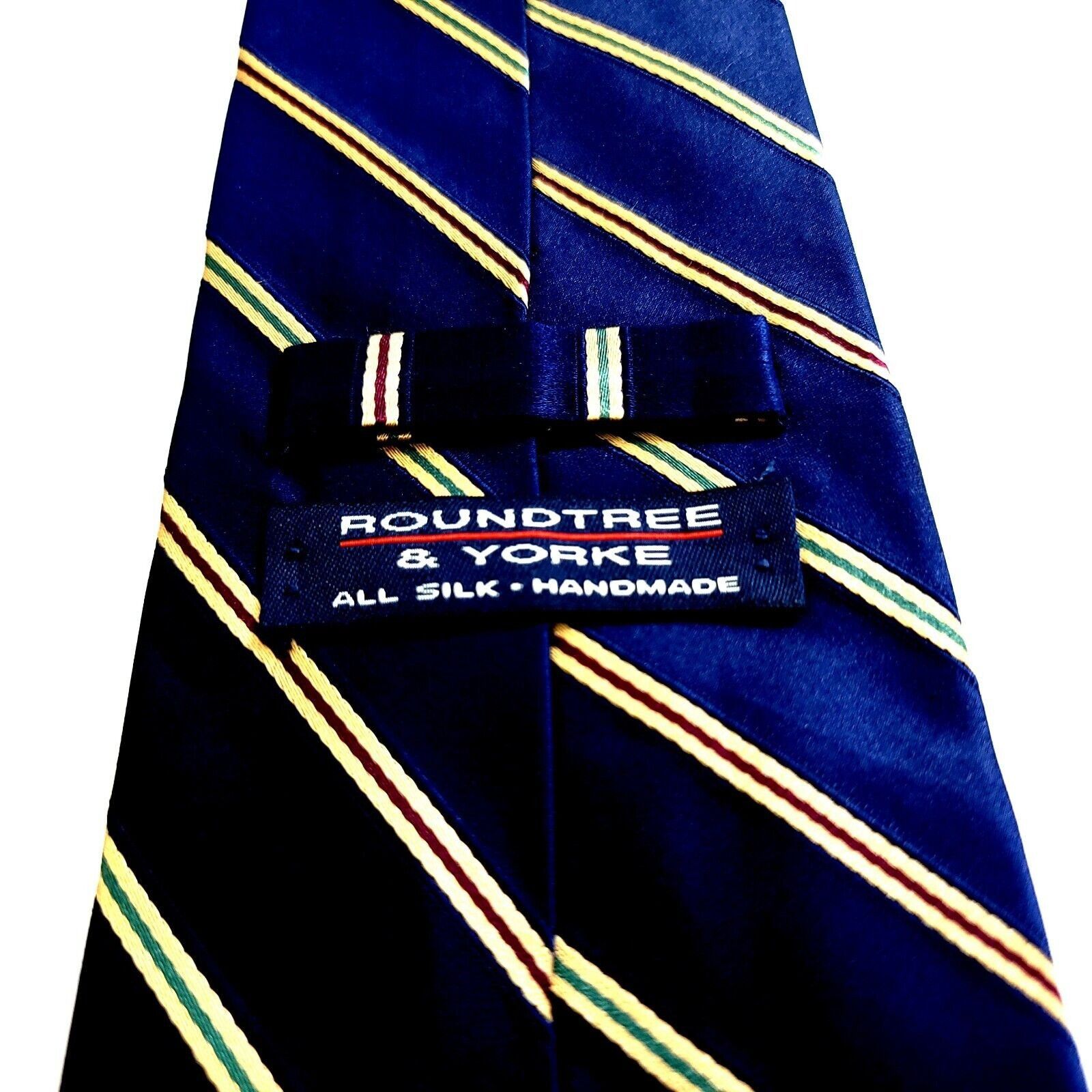 Roundtree & Yorke Roundtree & York Blue W/ Green Red Striped Woven Wide Silk T Size ONE SIZE - 3 Thumbnail
