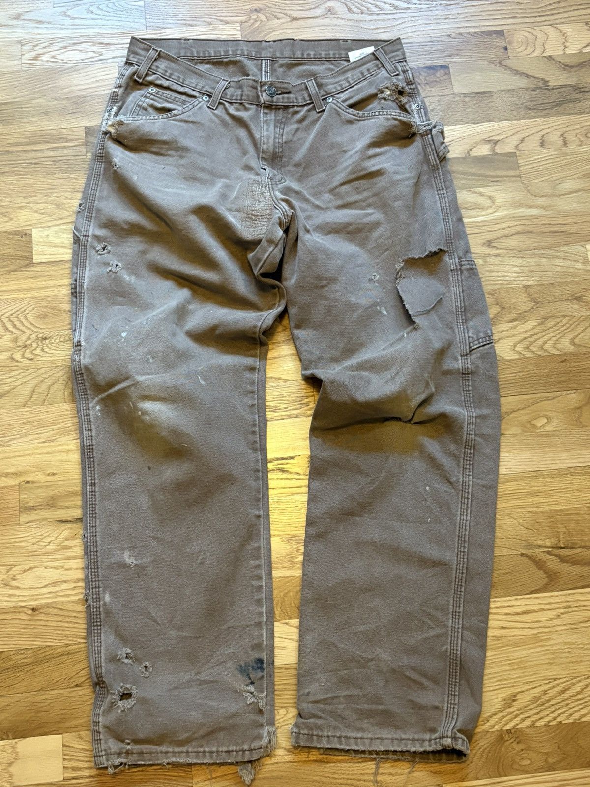Dickies Brown 2000s Dickies Distressed and Repaired Work Pants Size US 33 - 1 Thumbnail