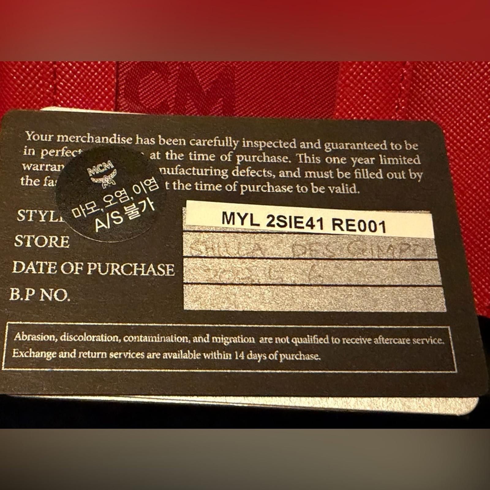 MCM MCM Red Enbossed Trifold Card Wallet with Gold Snap Size ONE SIZE - 3 Thumbnail