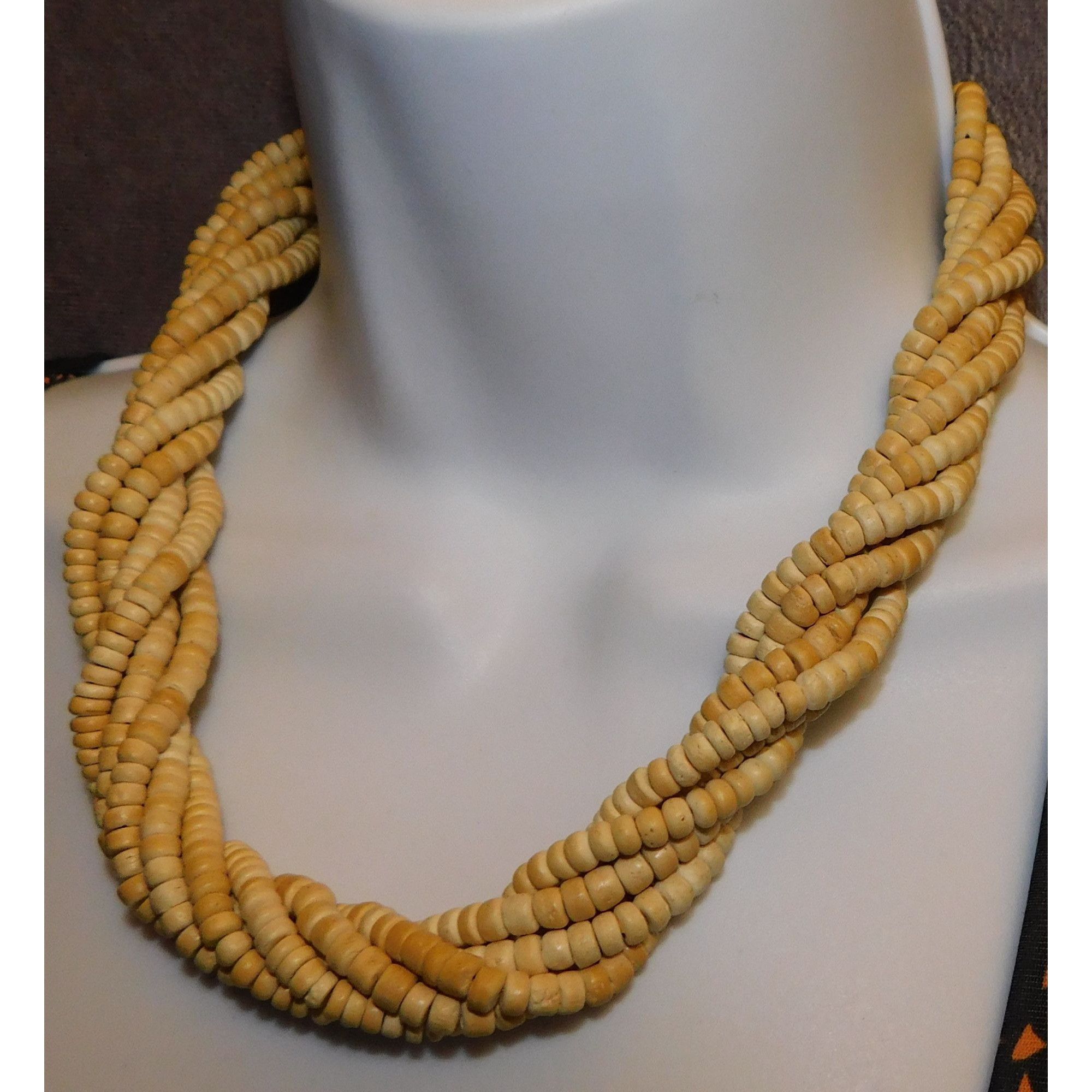 Other Beachy Beige Wooden Beaded Torsade Necklace Size ONE SIZE - 4 Thumbnail