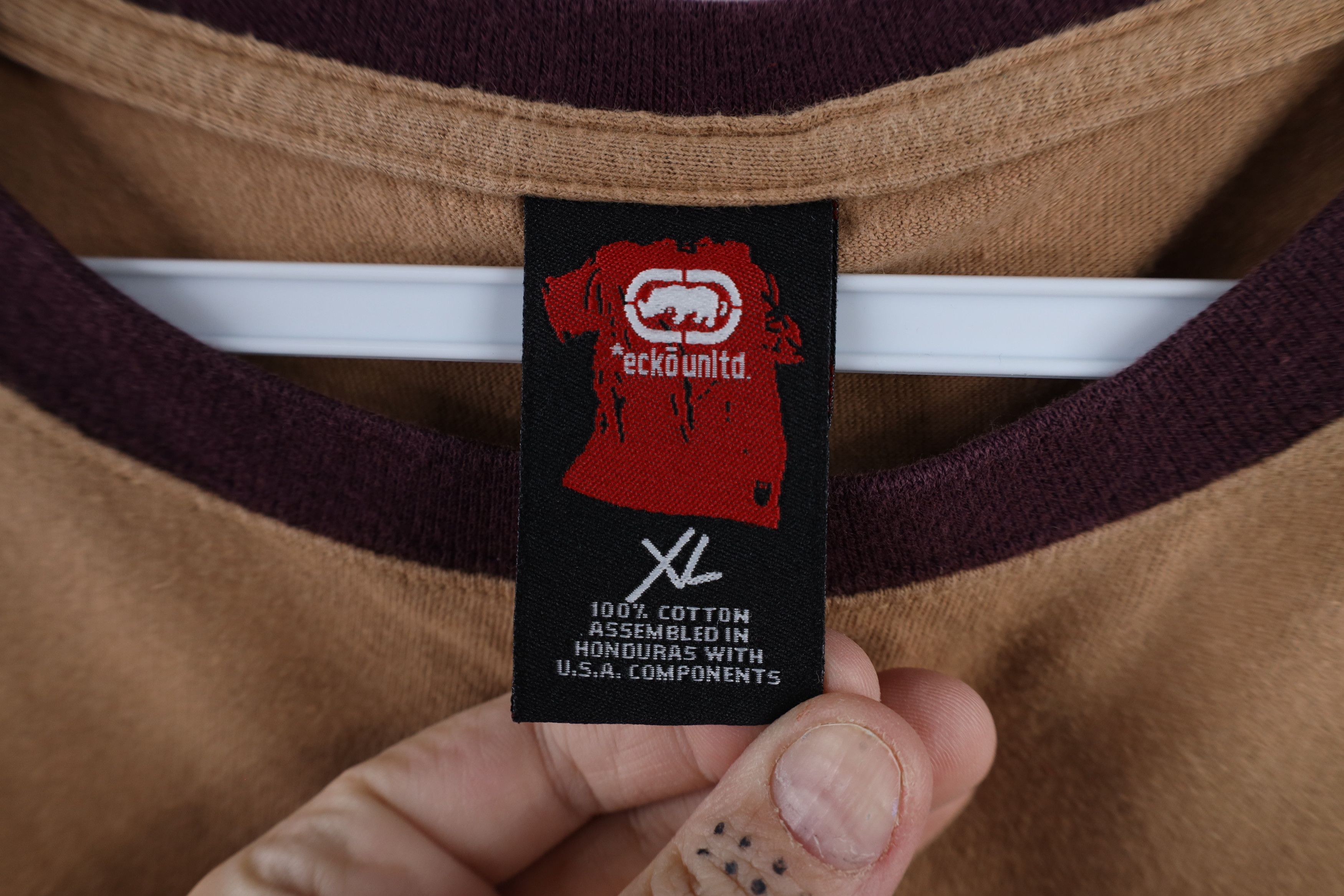 Ecko Unltd. × Vintage Vintage Ecko Out Box Logo Baggy Fit Ringer T-Shirt Beige Size US XL / EU 56 / 4 - 6 Thumbnail