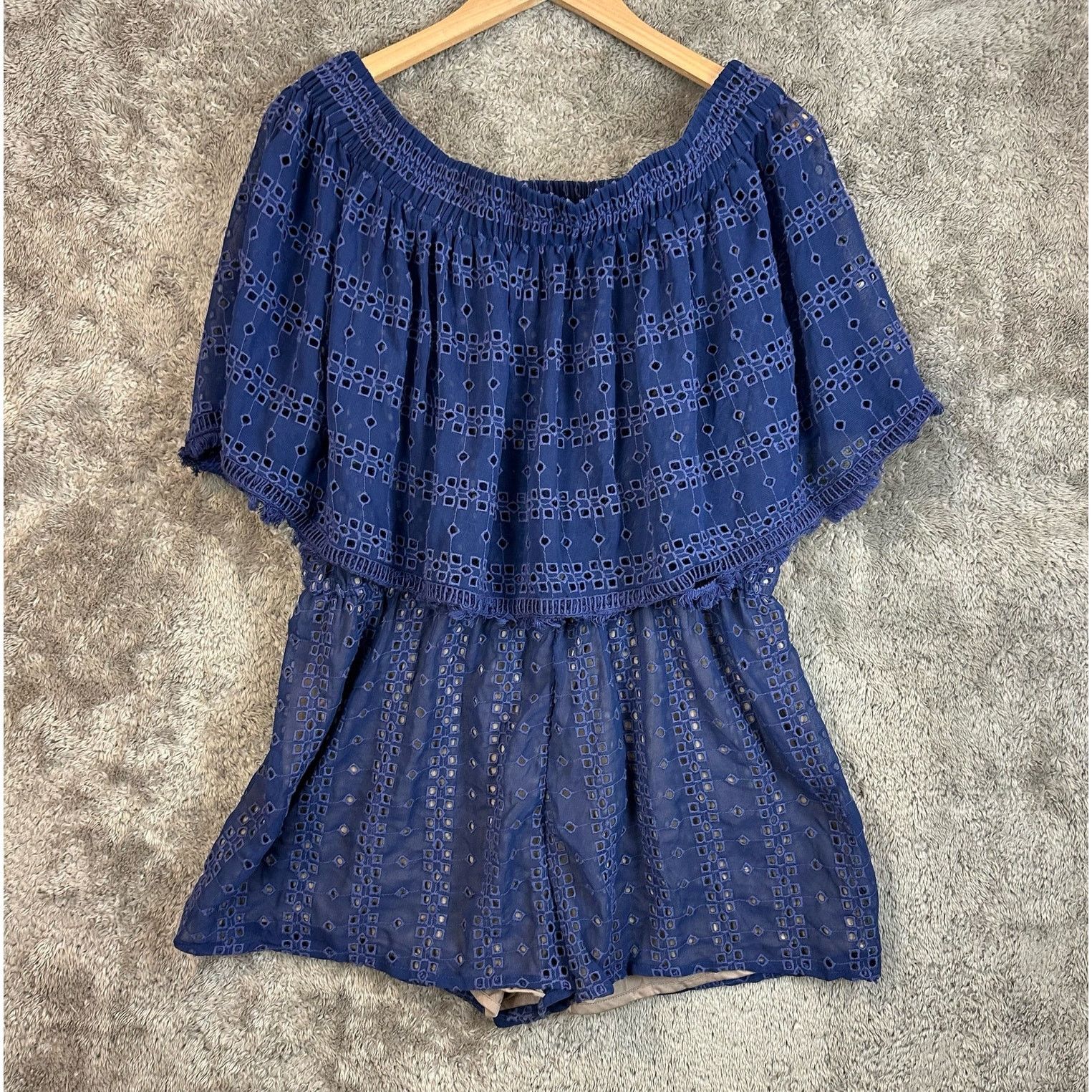 Anthropologie Anthropologie Ranna Gill Tiered Off Shoulder Ruffle Romper L Size L / US 10 / IT 46 - 1 Thumbnail