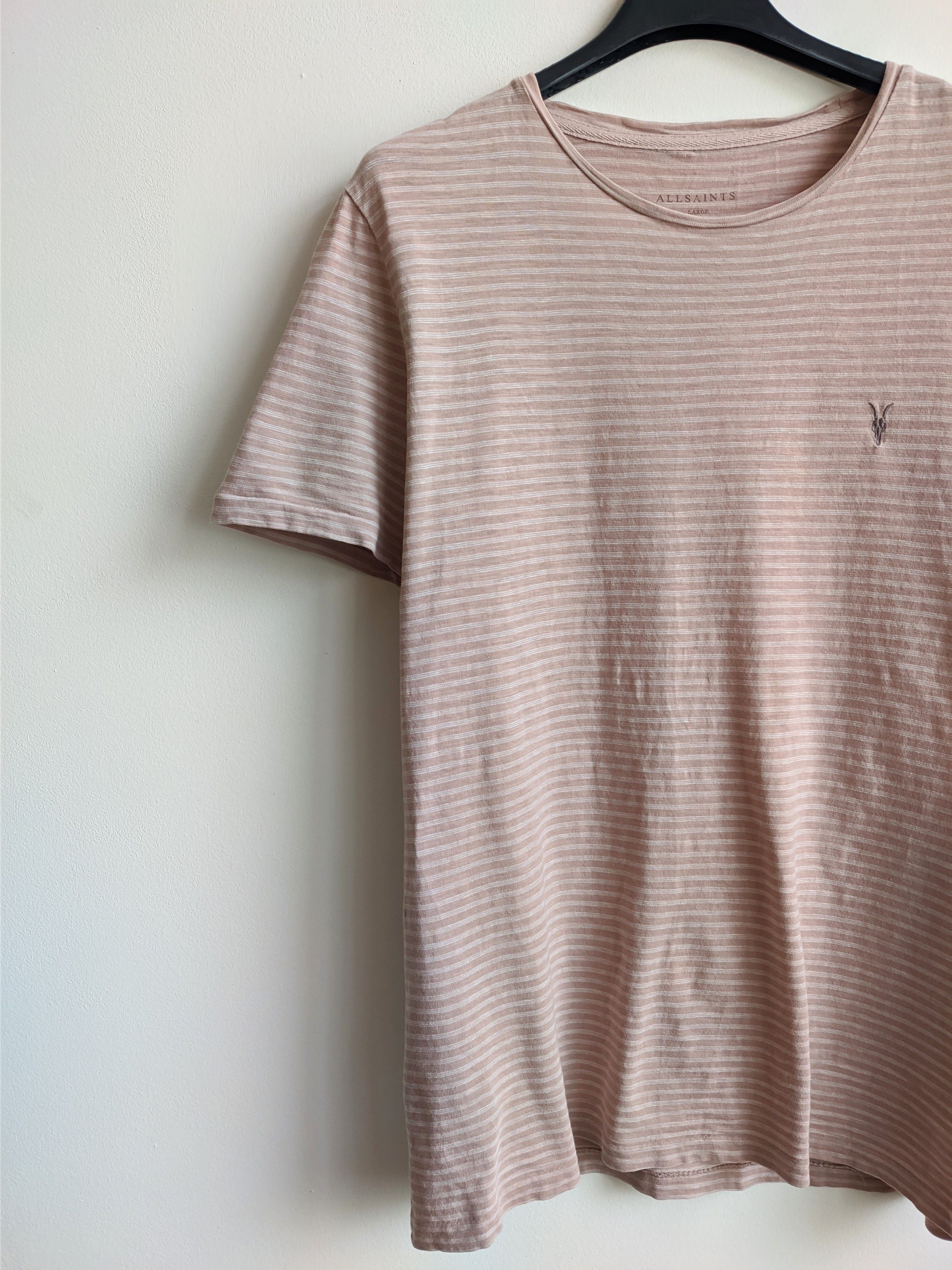 Allsaints Allsaints tshirt pink striped crew neck Size US L / EU 52-54 / 3 - 4 Thumbnail