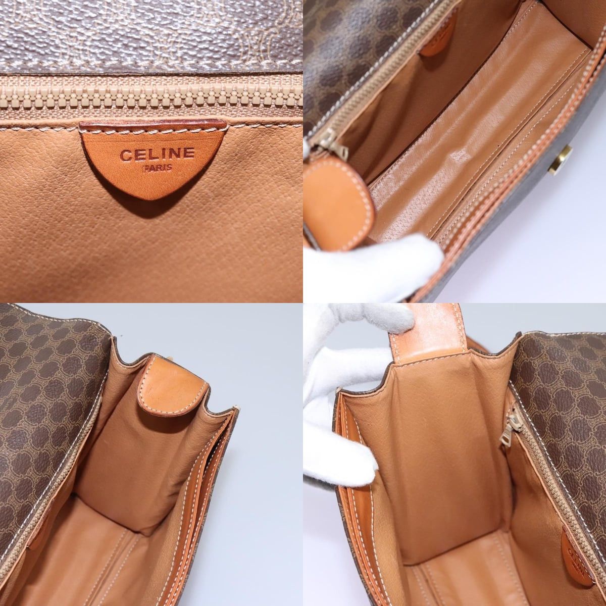 Celine CELINE Macadam Canvas Shoulder Bag Pvc Leather Brown Gold Size ONE SIZE - 12 Thumbnail