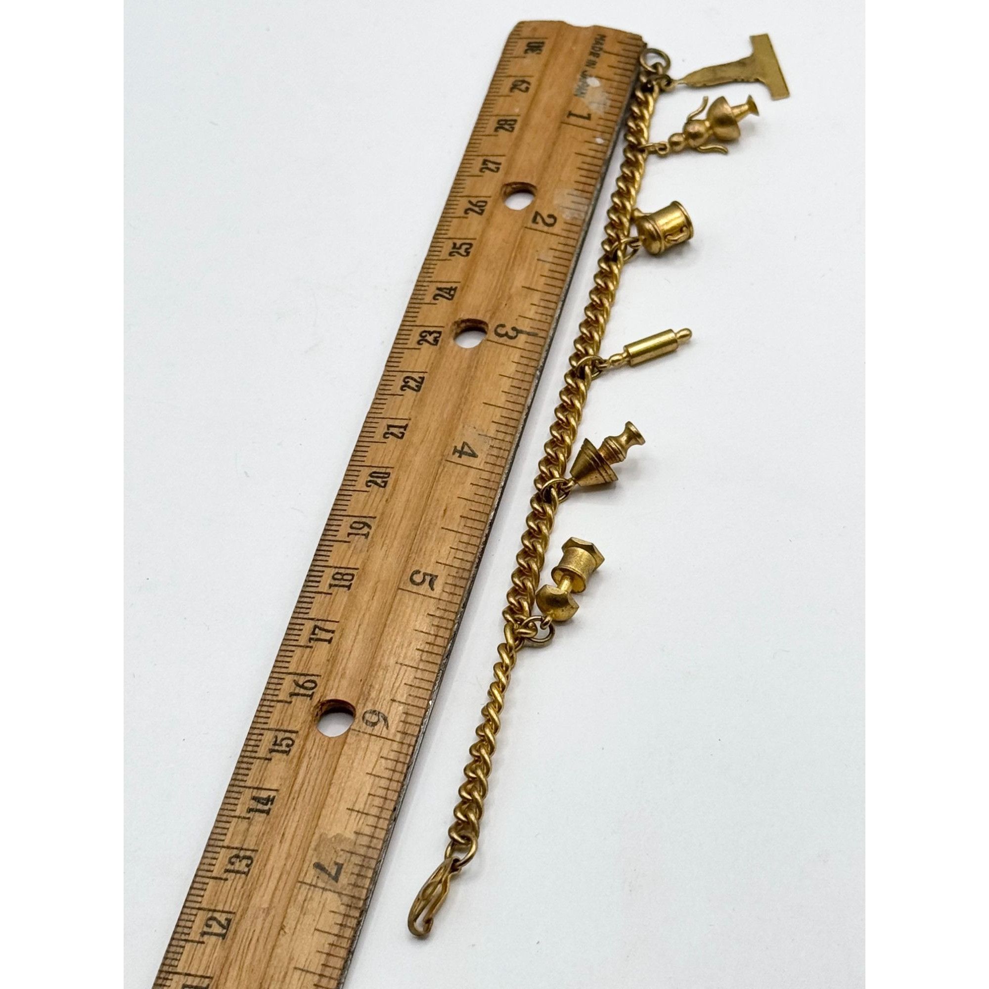 Vintage MCM estate brass charm bracelet Empire State, Wateri