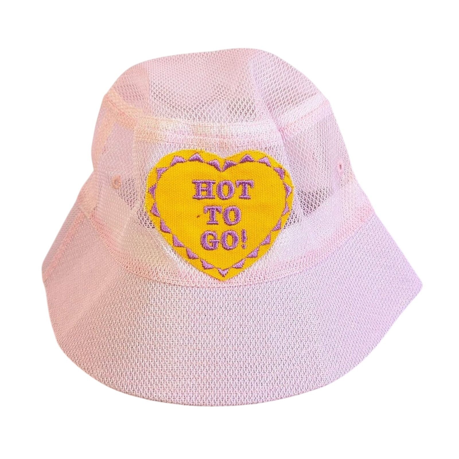 Other Reworked Pink Mesh Bucket Hat Hot To Go Embroidered Patch Size ONE SIZE - 1 Thumbnail