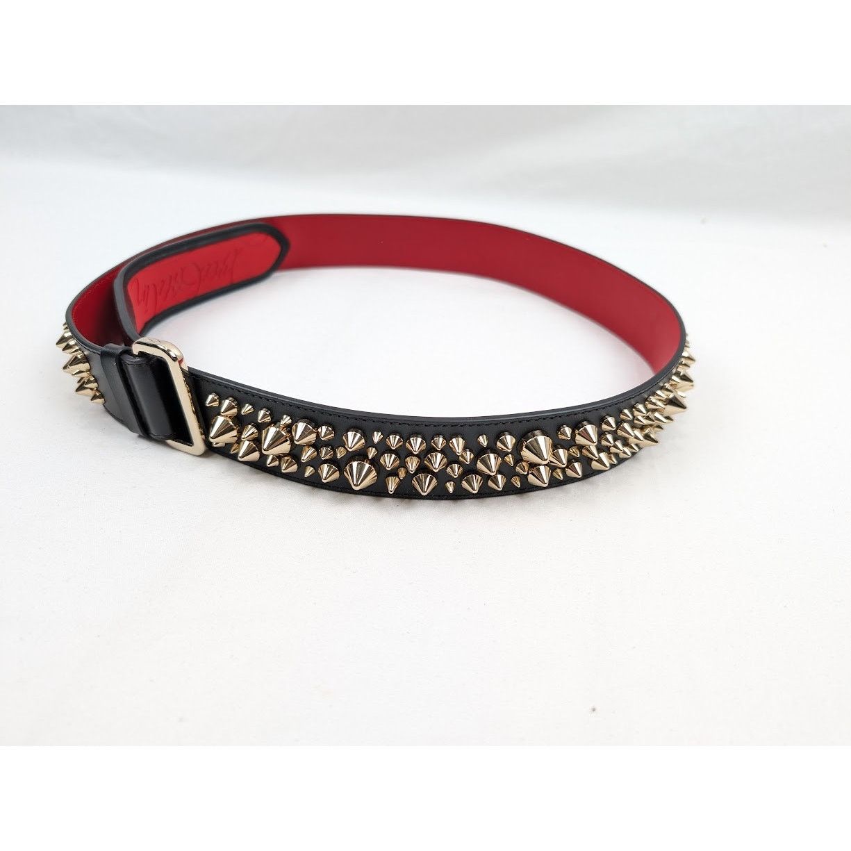 Christian Louboutin o1rshd1 Size: 100 / Calf Spikes Loubi Belt Black/Loubi/Gold Size 38 - 19 Thumbnail