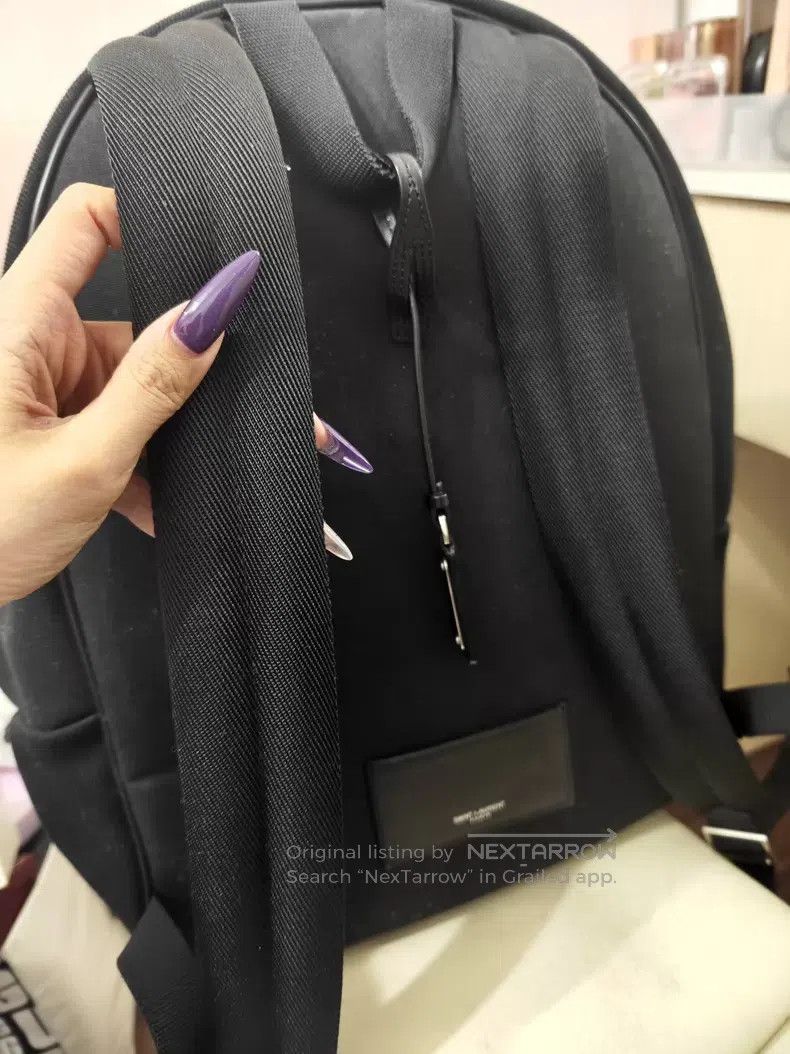 Saint Laurent Paris Saint Laurent Paris Black Embroidered Letter Backpack i Size ONE SIZE - 2 Thumbnail
