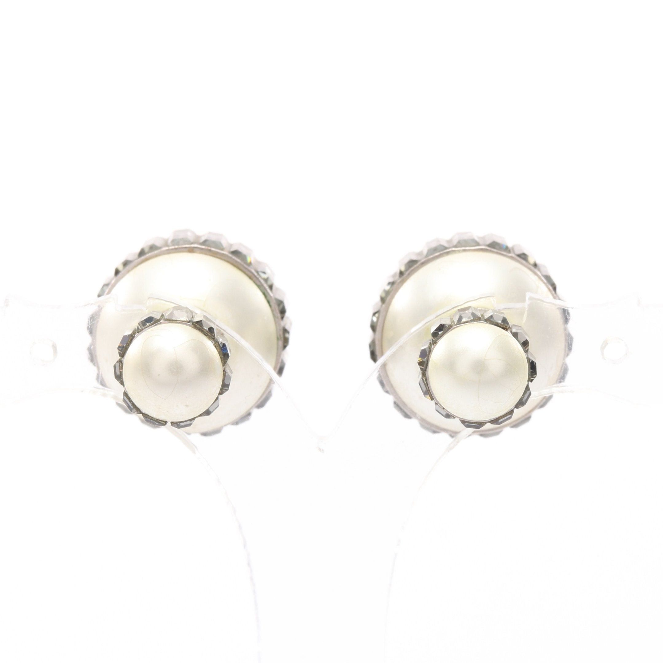 Dior Dior Tribal Earrings Fake Pearl Rhinestone Ivory Silver Gray Size ONE SIZE - 1 Thumbnail
