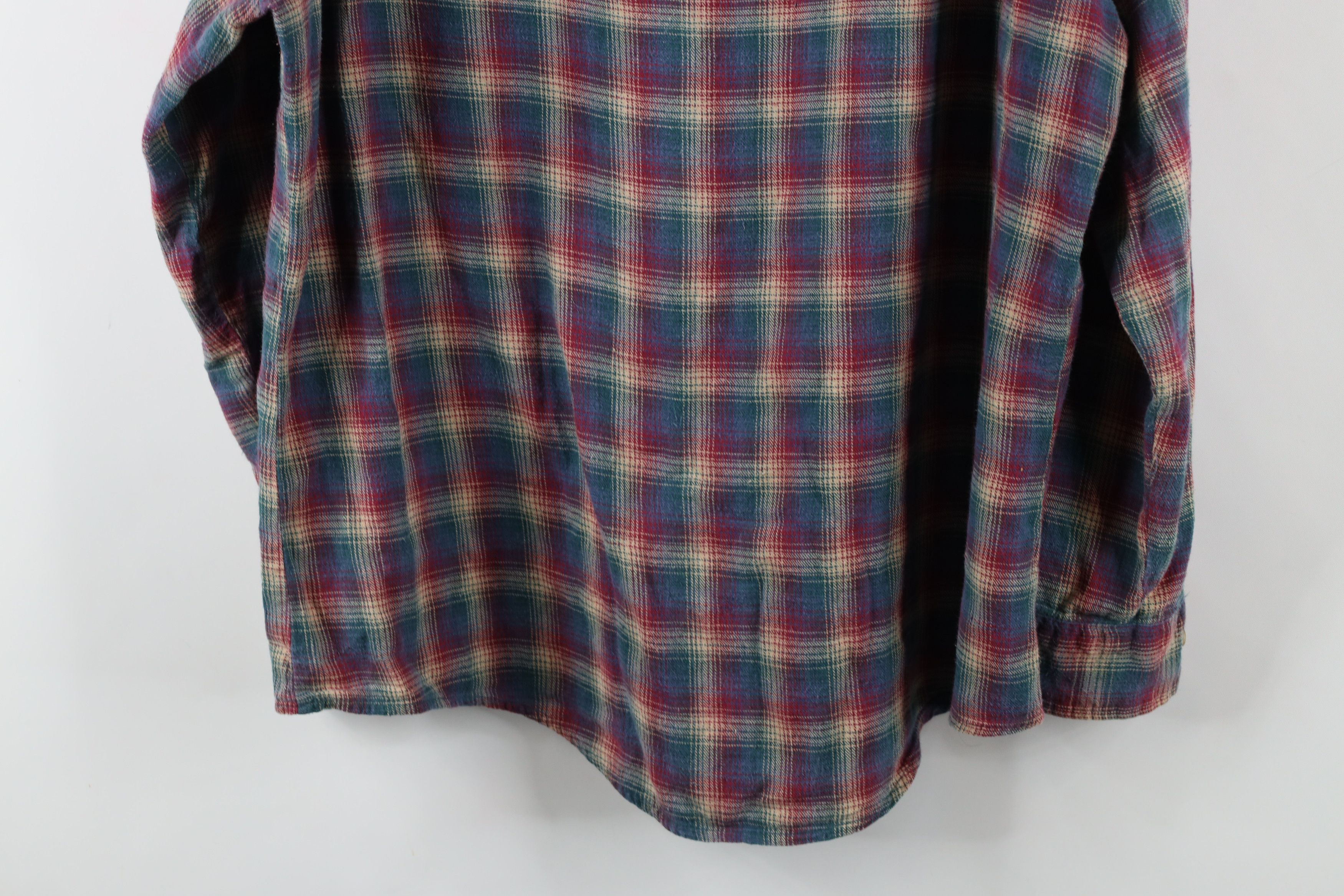 Vintage Vintage 90s Streetwear Flannel Band Collar Button Shirt Size US L / EU 52-54 / 3 - 14 Thumbnail