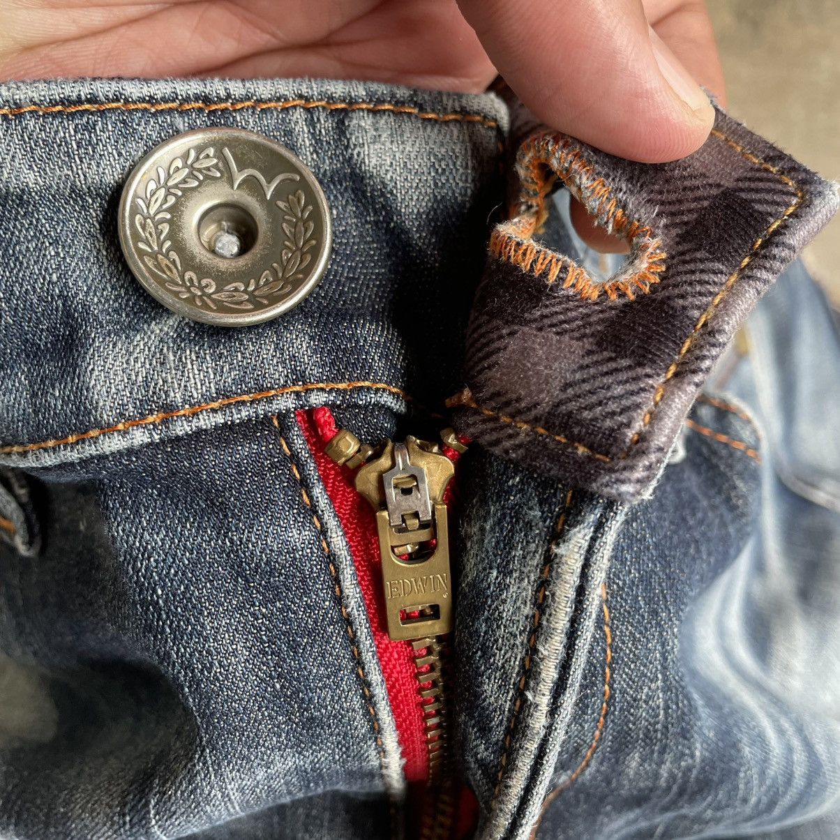 Edwin 🔥Vintage Edwin E503 Blue Trip Ripped Distress Denim Jeans Size US 33 - 15 Thumbnail