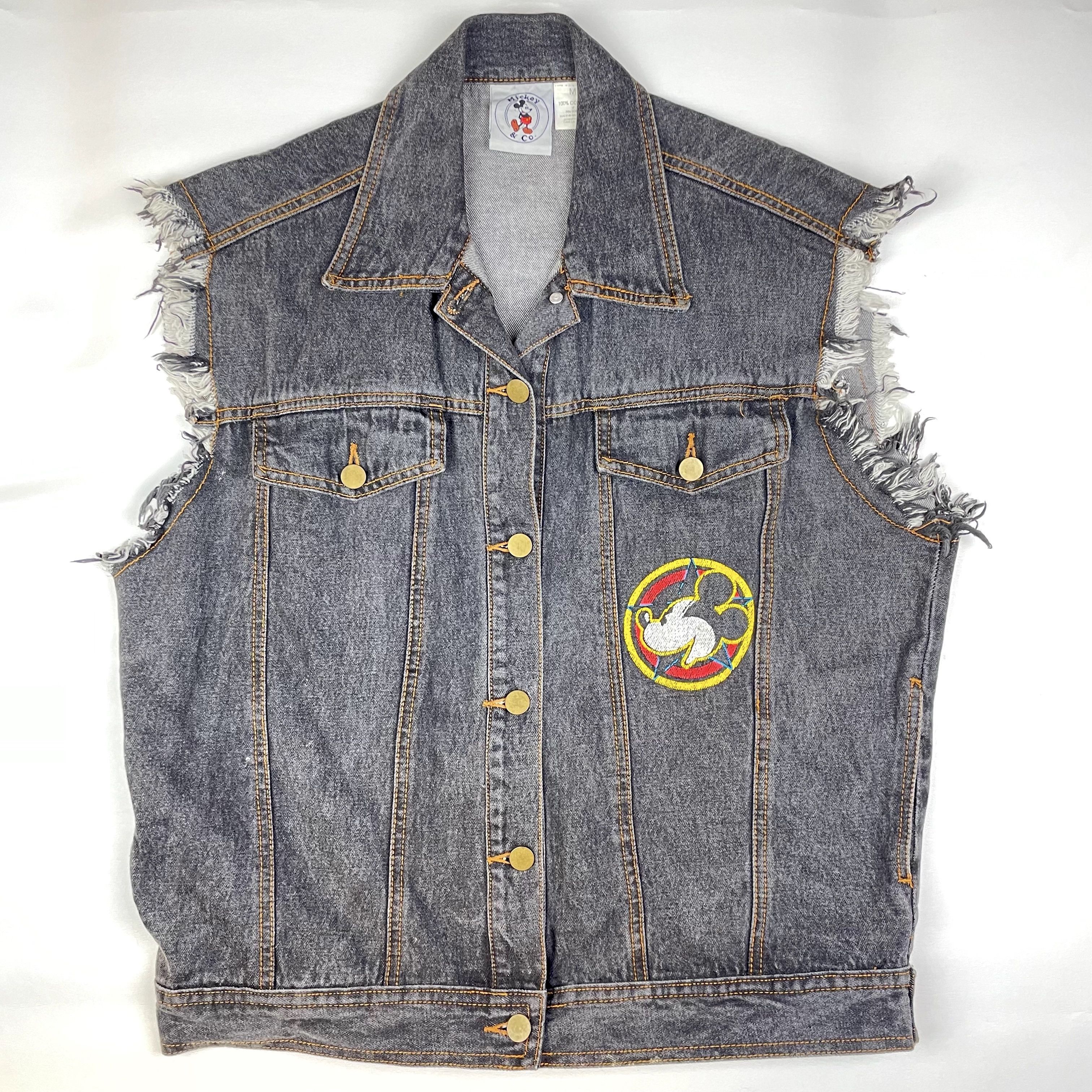 Disney VTG Disney Mickey Mouse Jean Jacket Denim Vest Punk Rock 90s Size US M / EU 48-50 / 2 - 2 Thumbnail