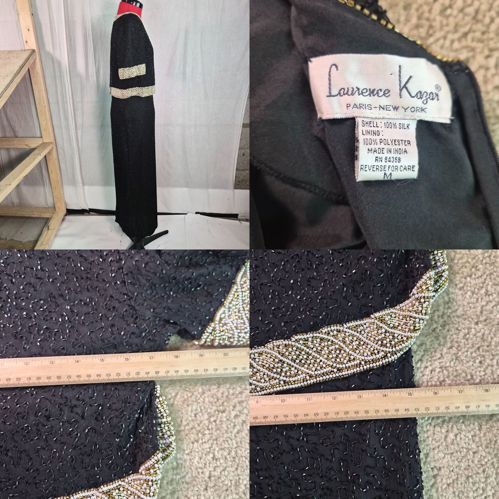 Vintage VINTAGE Laurence Kazar Beaded 100% Silk Dress Maxi Evening M Black Womens Size M / US 6-8 / IT 42-44 - 8 Thumbnail