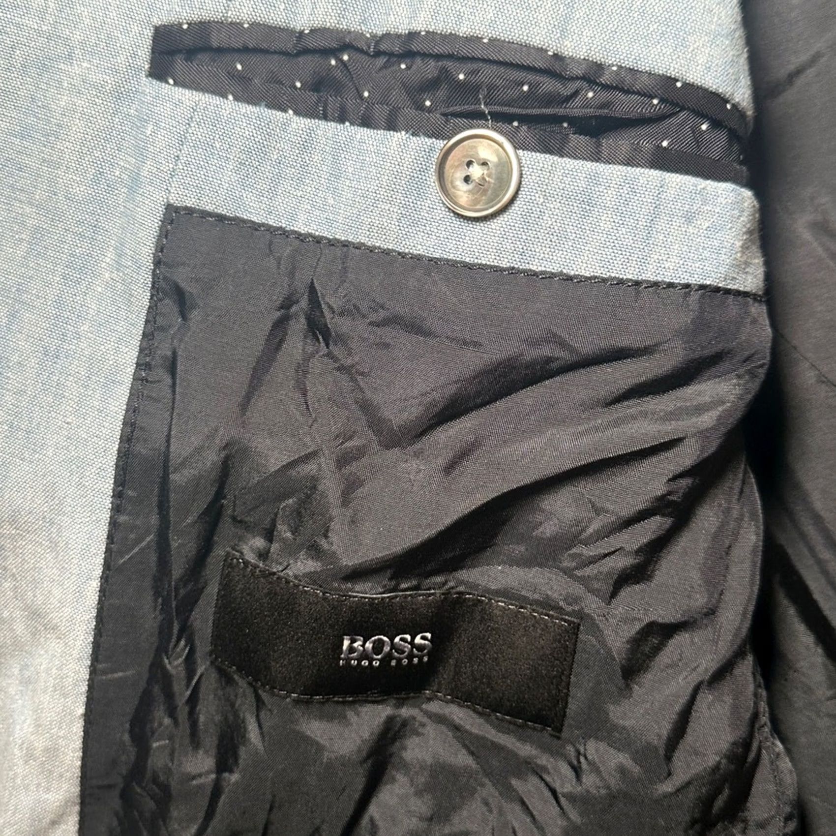Vintage Boss Hutsons Cotton Wool Blazer Sport Jacket - 38S Mens Blazer, Blue, 2 Piece, Regular, Preowned Size 38R - 7 Thumbnail