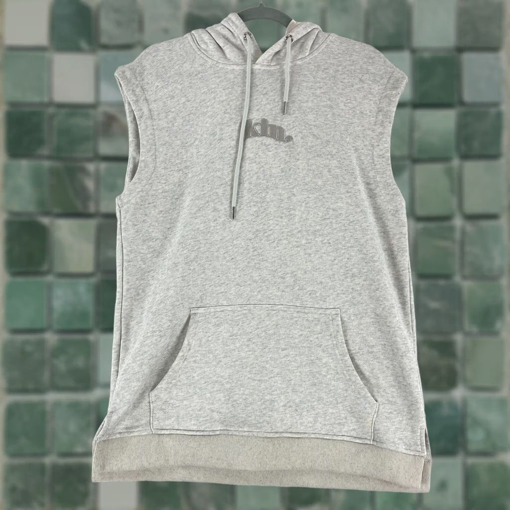 Skin Kin Pullover Sweatshirt Unisex Adults M Gray Heathered 100% Cotton Sleeveless Hooded Lined Pockets Casual Modern Knit Winter Spring Summer Fall Size M / US 6-8 / IT 42-44 - 1 Thumbnail