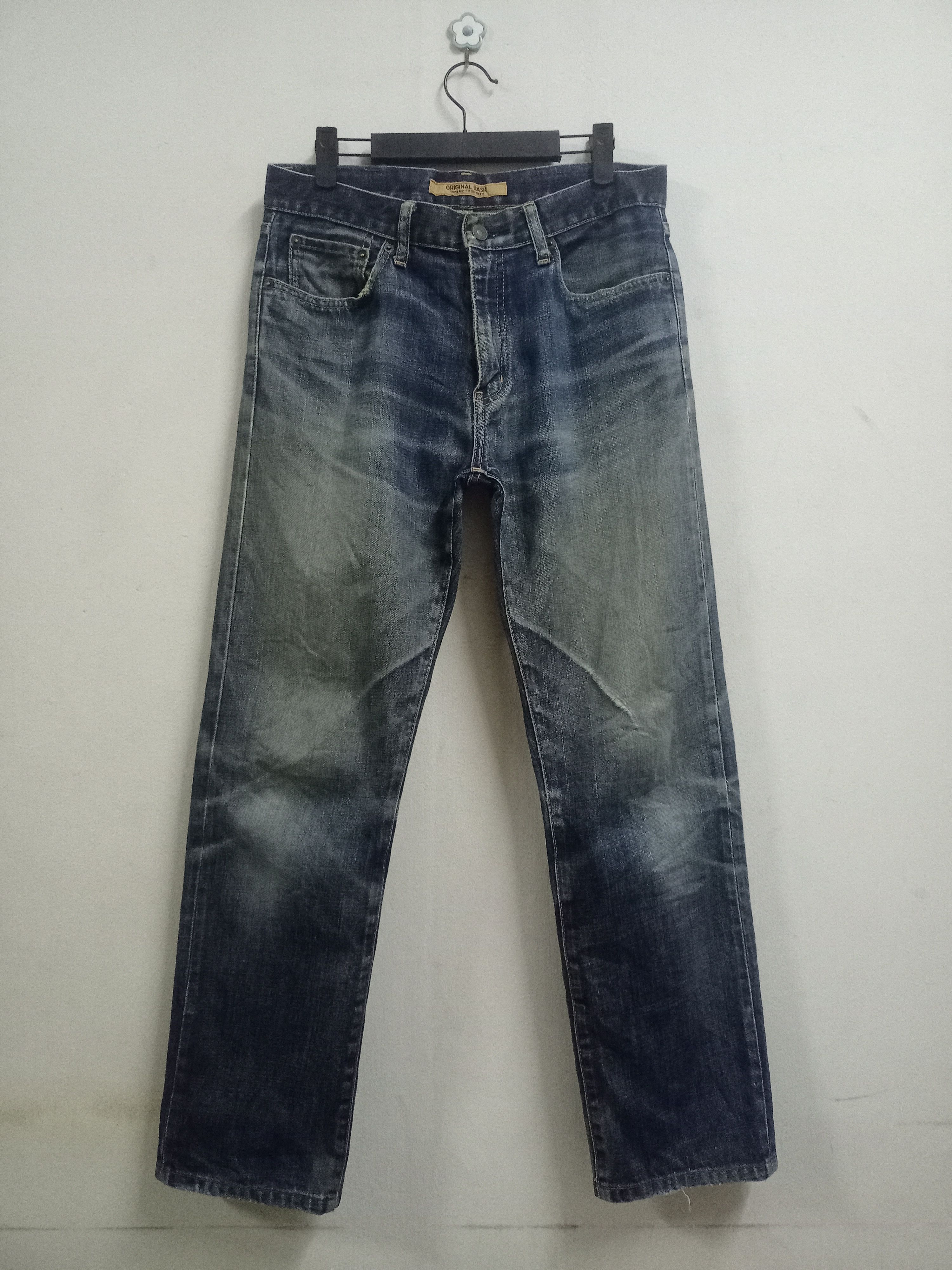 Japanese Brand × Uniqlo Vintage Japanese Uniqlo Mud Wash Distressed Loose Jeans Size US 31 - 1 Thumbnail