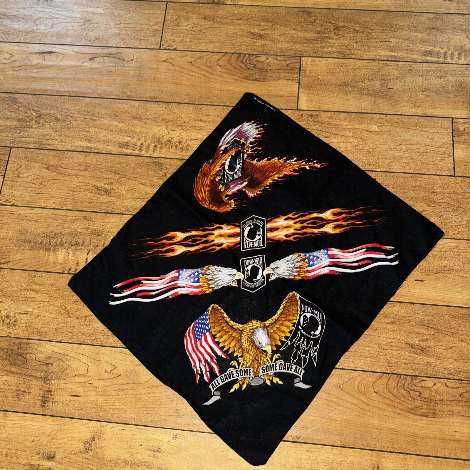 Japanese Brand × Vintage Vintage POW MIA Bandana Flames America Eagle Black Size ONE SIZE - 2 Thumbnail