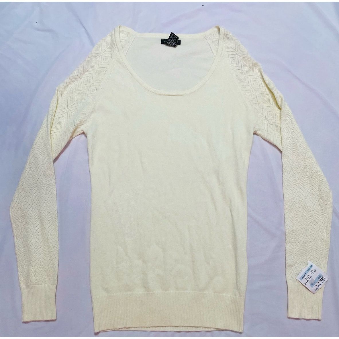 Bcbgmaxazria BCBGMaxAzria New NWT White Cream Wool Blend Pullover Sweater Size L / US 10 / IT 46 - 1 Thumbnail
