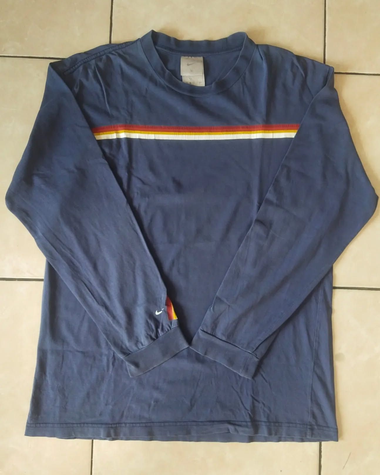 Nike × Vintage Vintage Nike Striped Navy Longsleeve Shirt Size US L / EU 52-54 / 3 - 2 Thumbnail