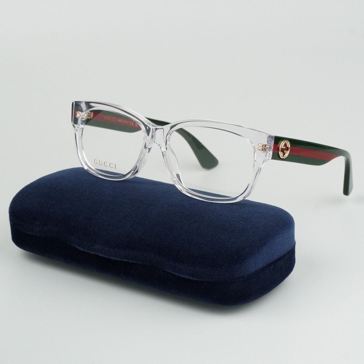 image of New Gucci Gg0278O 016 Rectangle Women Eyeglasses GG 0278O in Crystal Green/Demo